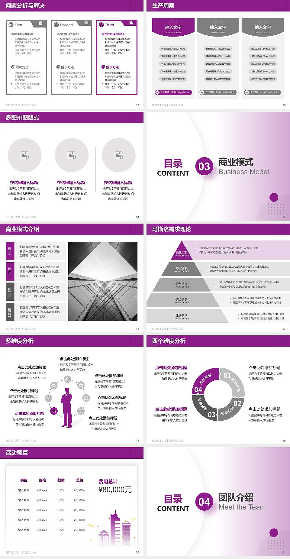 南京理工大学全国大学生创新创业大赛计划书PPT模板4:3格式幻灯片预览图3