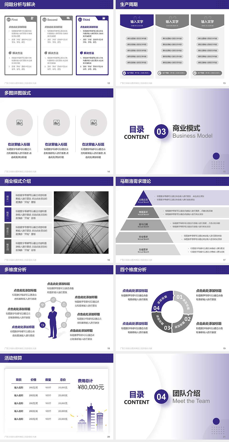 广东工程职业技术学院全国大学生创新创业大赛计划书PPT模板4:3格式幻灯片预览图3