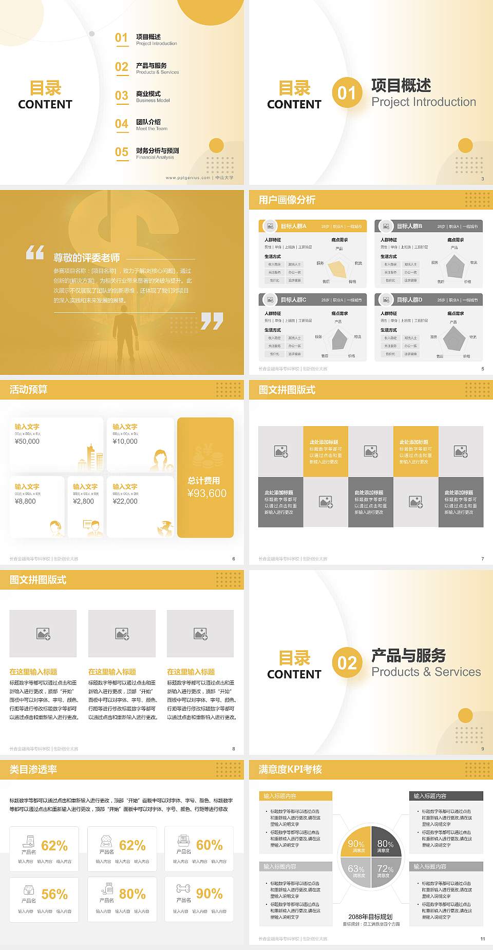 长春金融高等专科学校全国大学生创新创业大赛计划书PPT模板4:3格式幻灯片预览图2