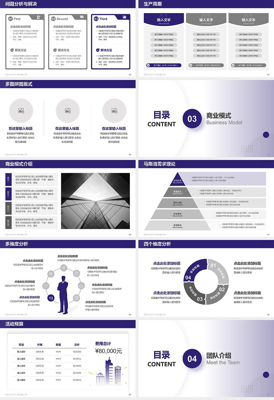 河南工业大学全国大学生创新创业大赛计划书PPT模板16:9格式幻灯片预览图3