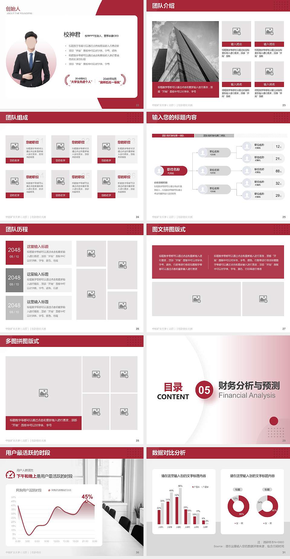 中国矿业大学（北京）全国大学生创新创业大赛计划书PPT模板4:3格式幻灯片预览图4