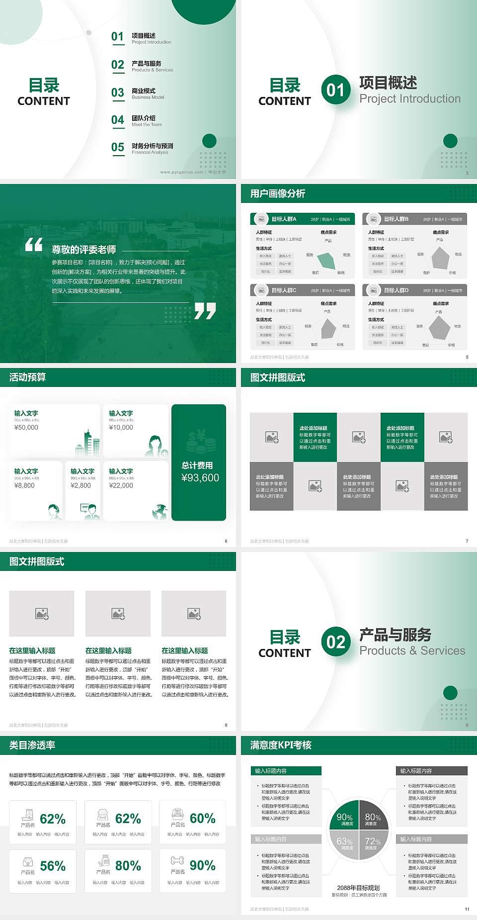 湖北大学知行学院全国大学生创新创业大赛计划书PPT模板4:3格式幻灯片预览图2