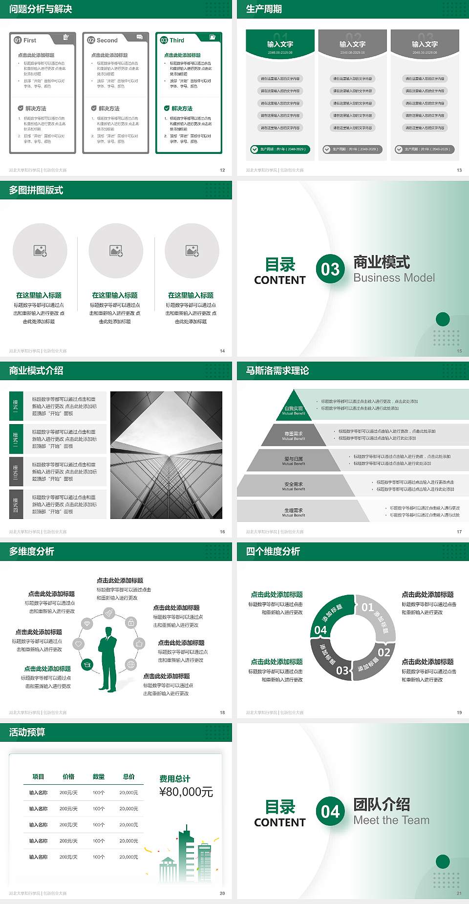 湖北大学知行学院全国大学生创新创业大赛计划书PPT模板4:3格式幻灯片预览图3