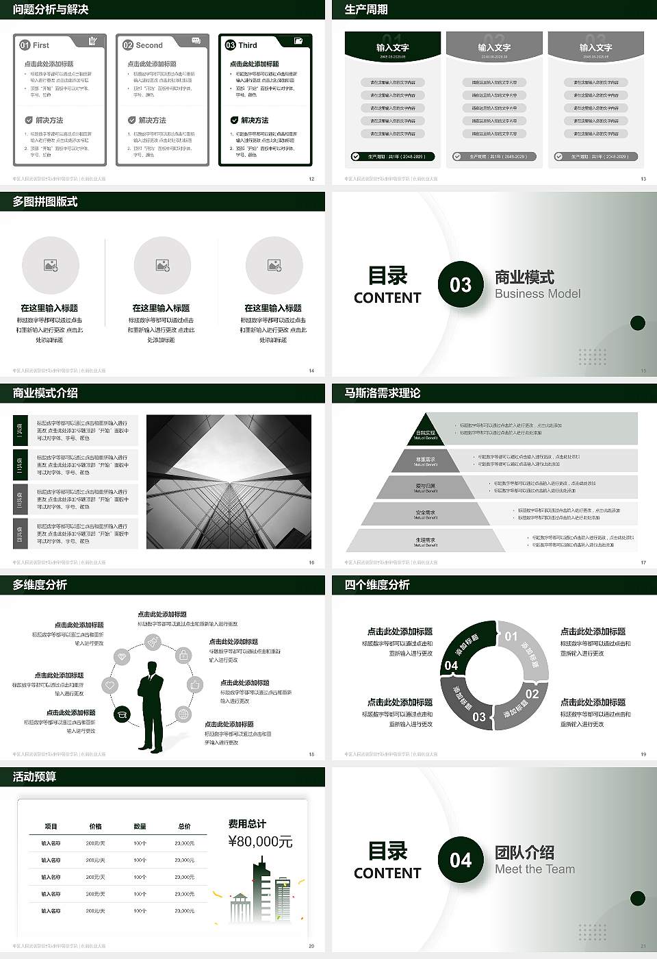 中国人民武装警察部队特种警察学院全国大学生创新创业大赛计划书PPT模板16:9格式幻灯片预览图3