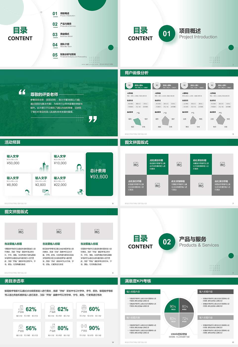 湖北大学知行学院全国大学生创新创业大赛计划书PPT模板16:9格式幻灯片预览图2