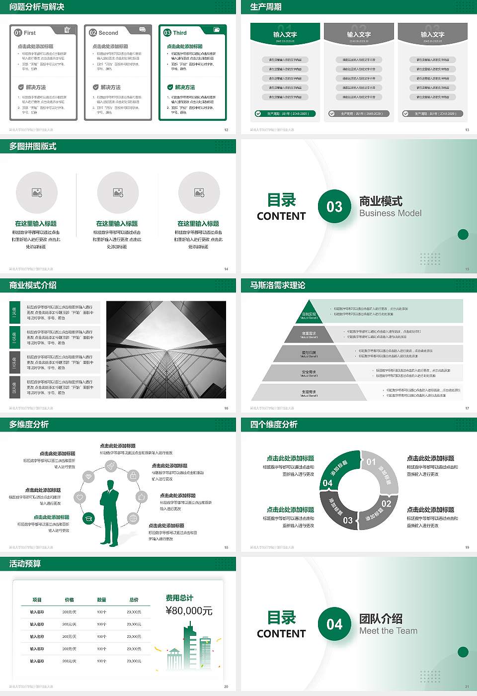 湖北大学知行学院全国大学生创新创业大赛计划书PPT模板16:9格式幻灯片预览图3