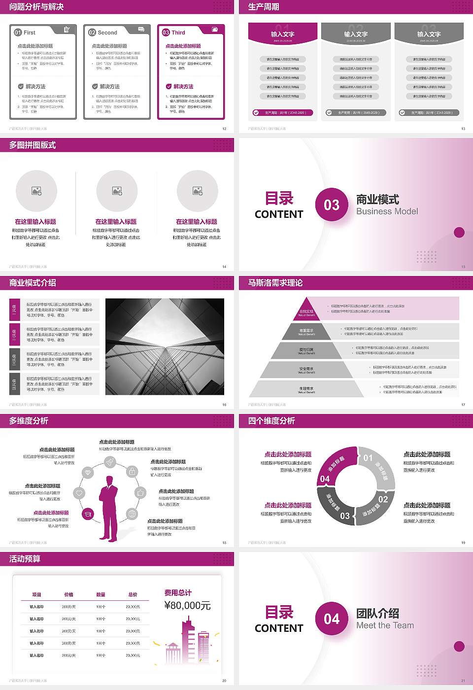 广西师范大学全国大学生创新创业大赛计划书PPT模板16:9格式幻灯片预览图3