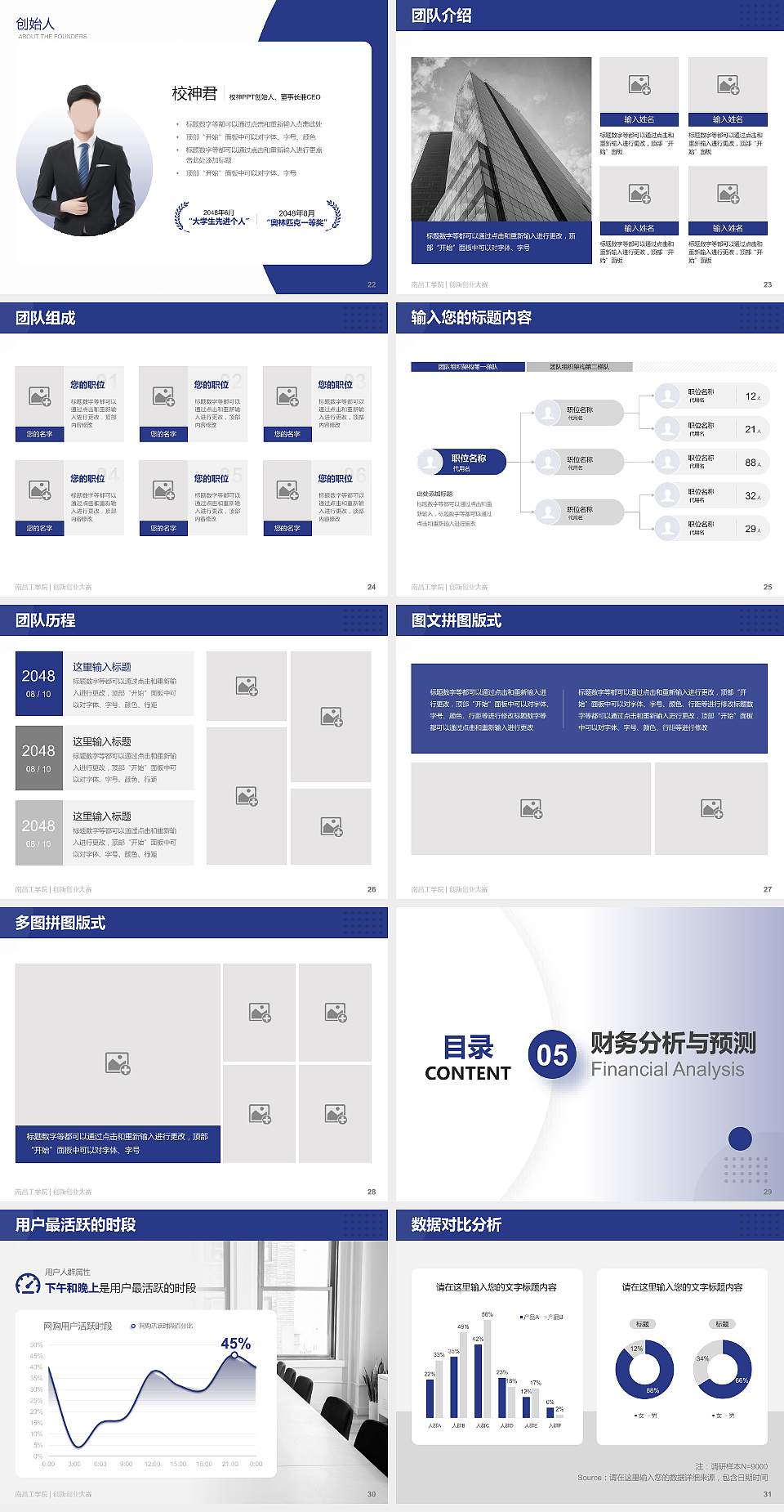 南昌工学院全国大学生创新创业大赛计划书PPT模板4:3格式幻灯片预览图4