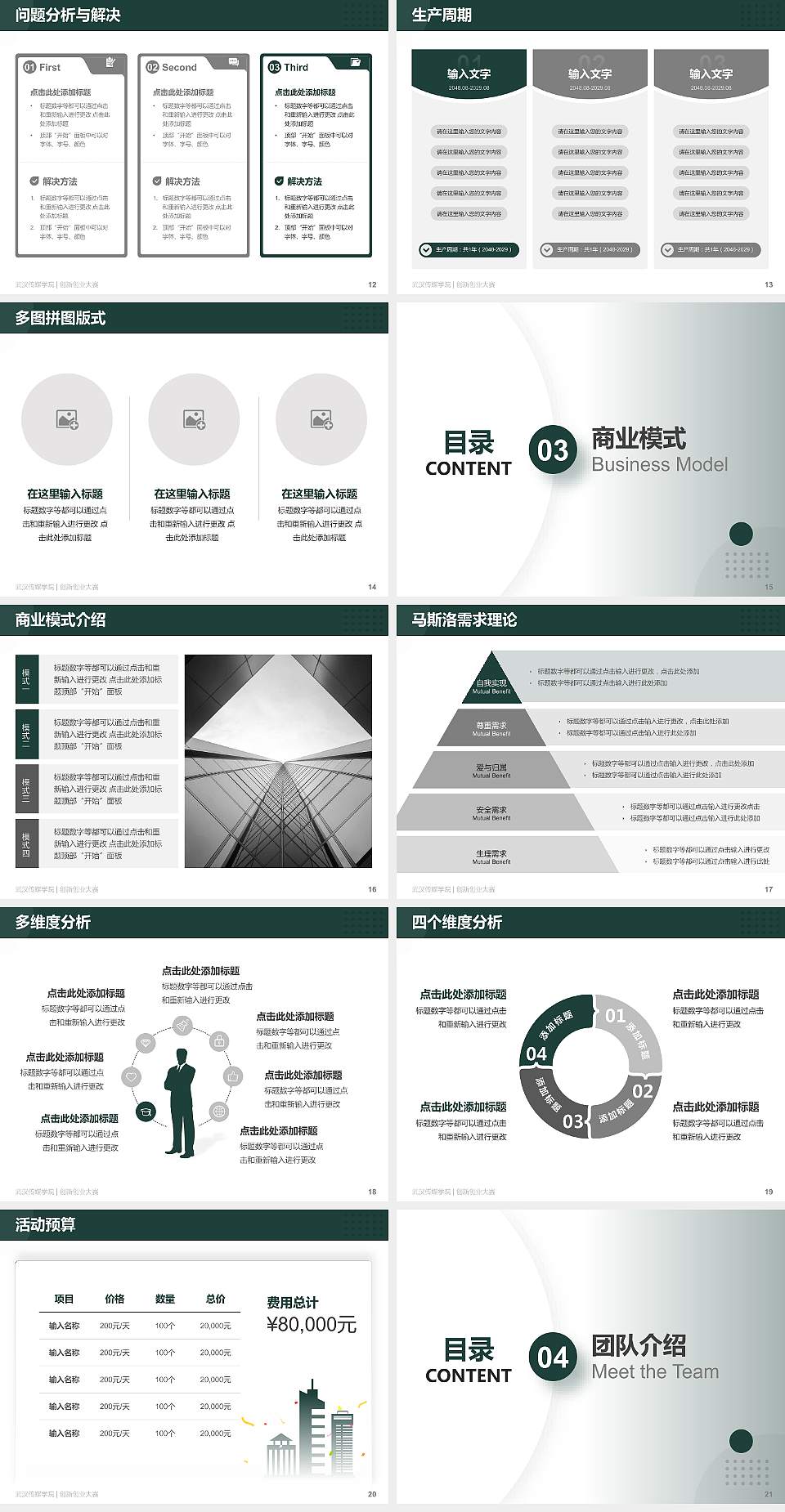 武汉传媒学院全国大学生创新创业大赛计划书PPT模板4:3格式幻灯片预览图3