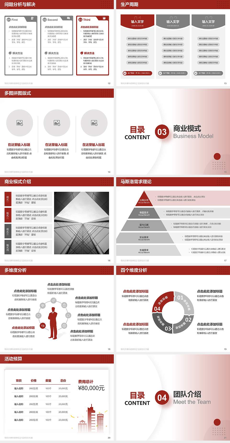 常州大学怀德学院全国大学生创新创业大赛计划书PPT模板4:3格式幻灯片预览图3