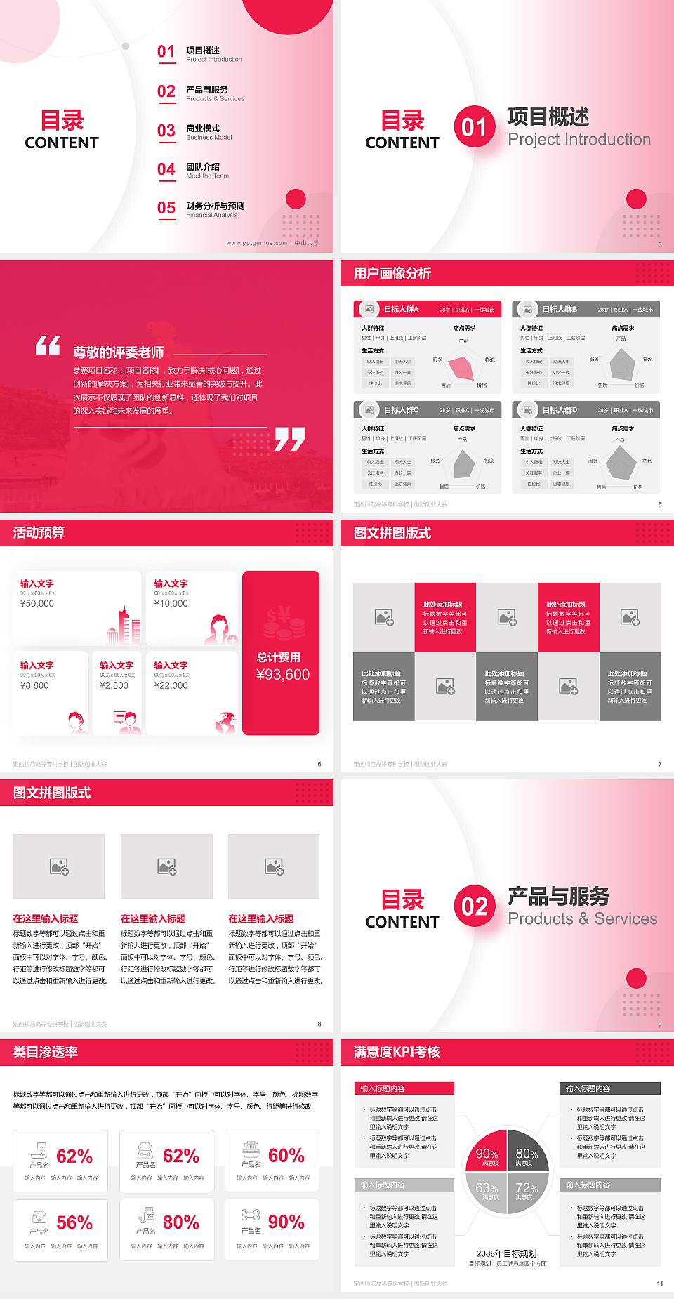 定西师范高等专科学校全国大学生创新创业大赛计划书PPT模板4:3格式幻灯片预览图2