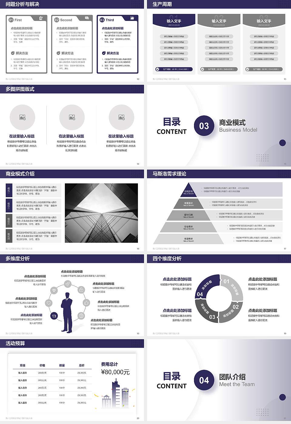 贵州工程职业学院全国大学生创新创业大赛计划书PPT模板16:9格式幻灯片预览图3