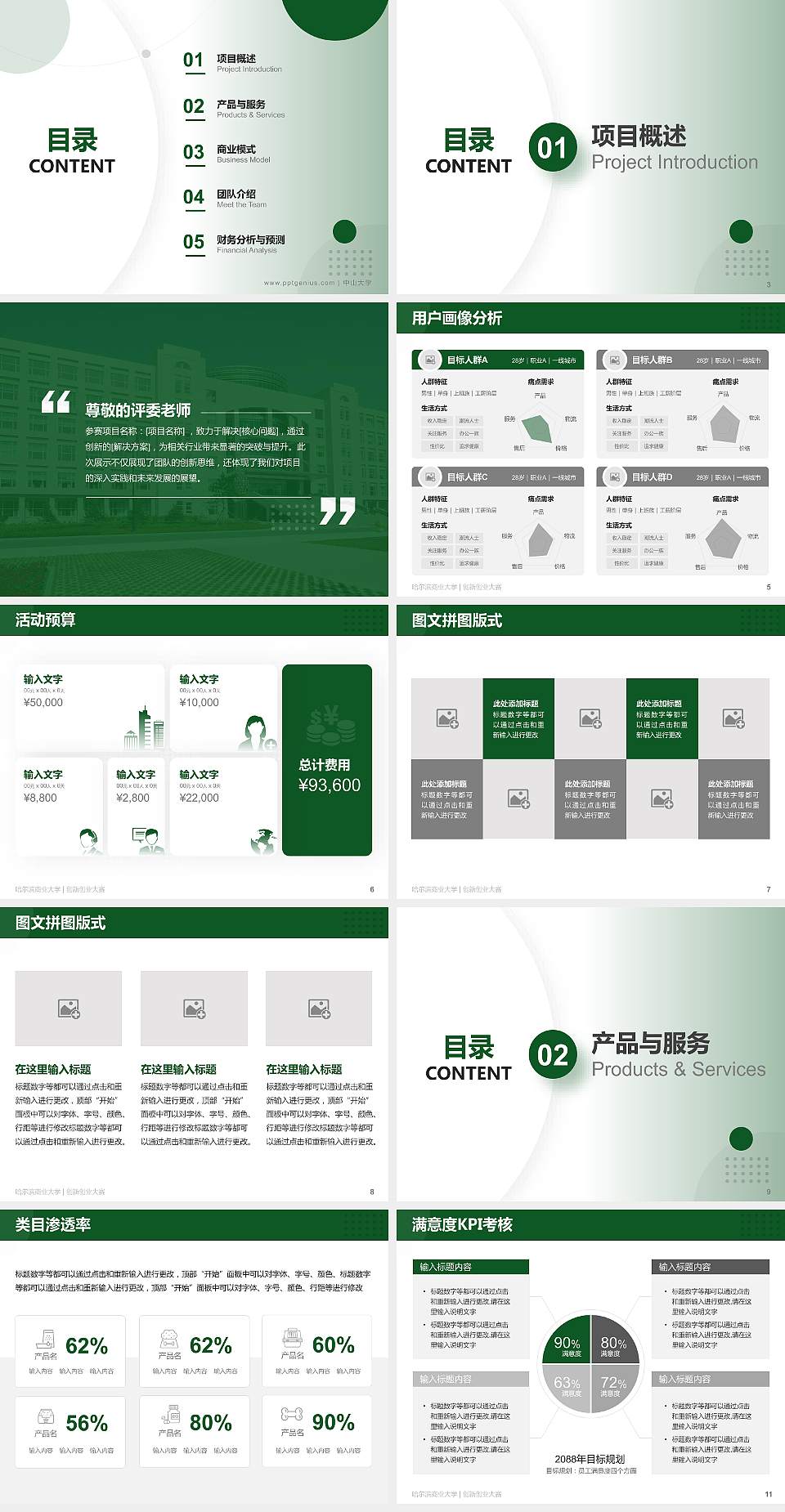 哈尔滨商业大学全国大学生创新创业大赛计划书PPT模板4:3格式幻灯片预览图2