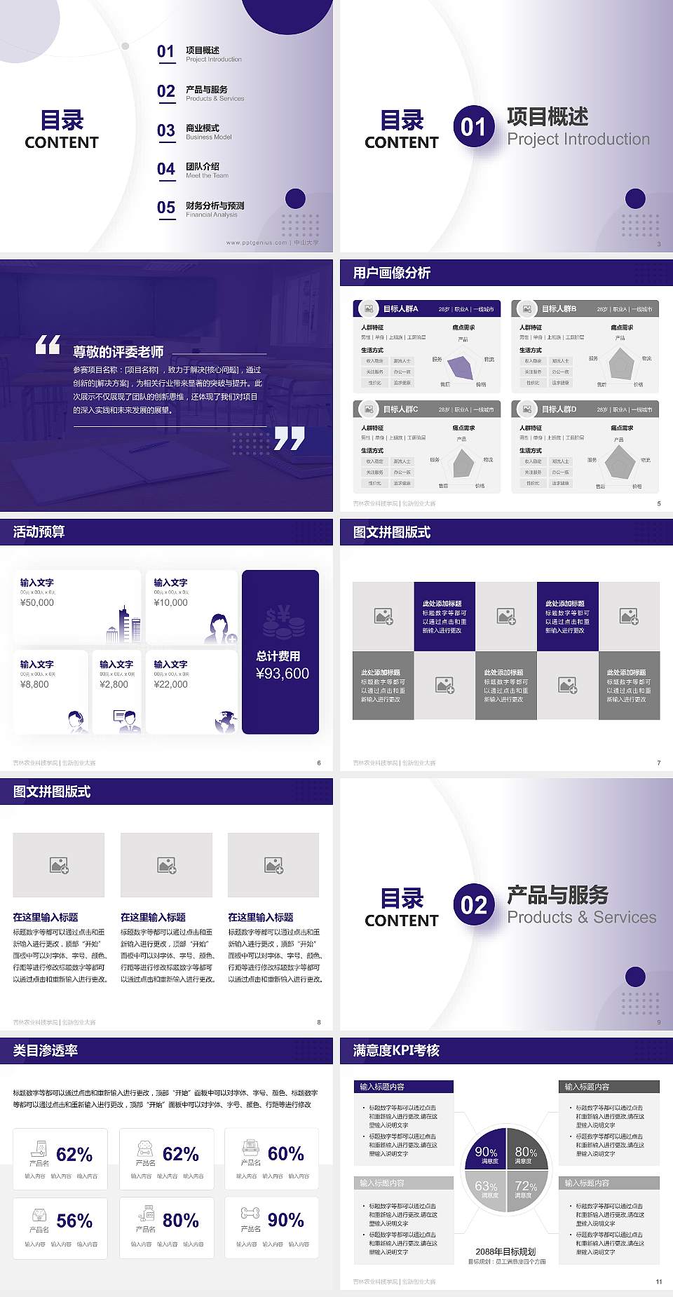 吉林农业科技学院全国大学生创新创业大赛计划书PPT模板4:3格式幻灯片预览图2