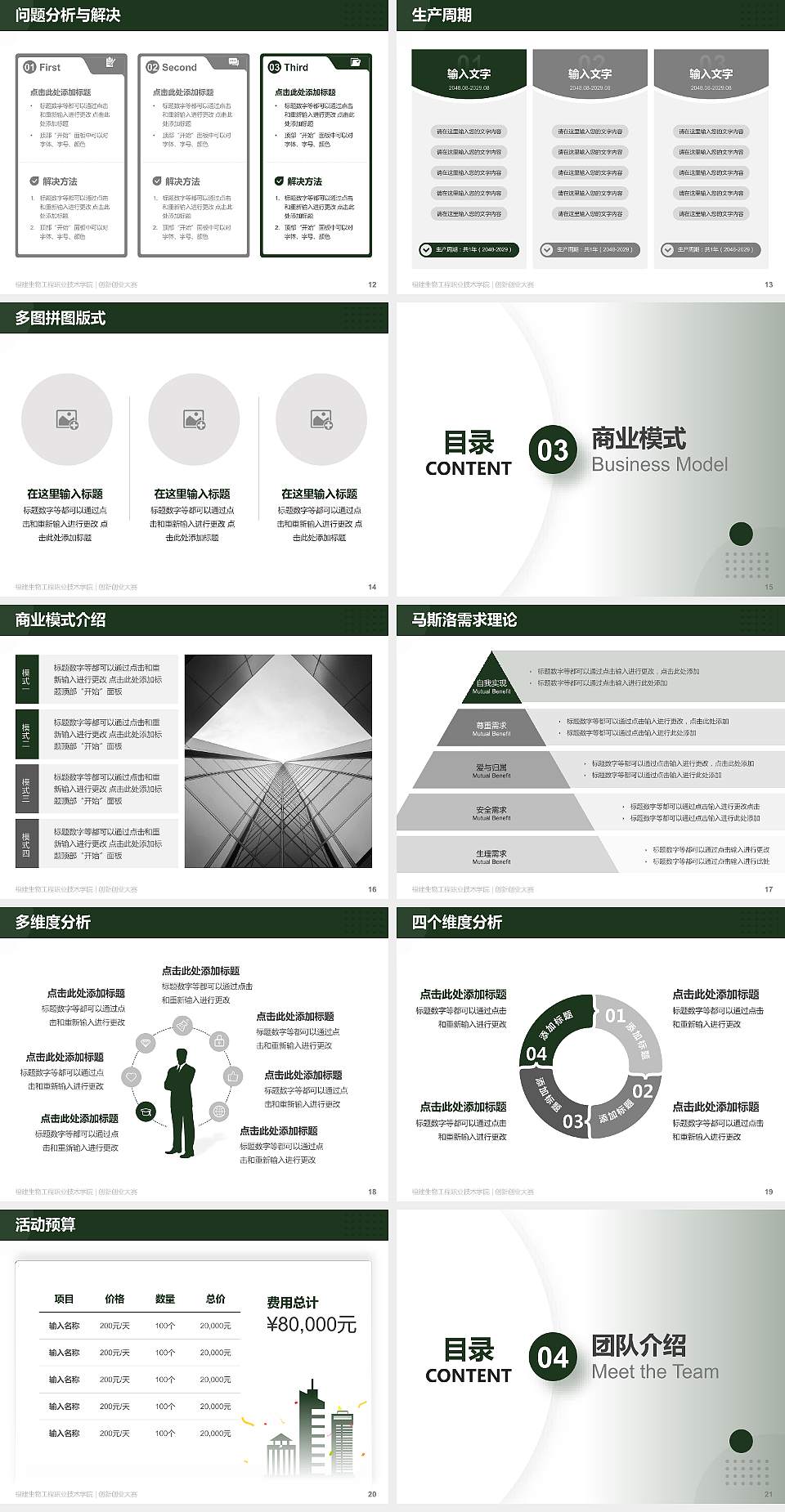 福建生物工程职业技术学院全国大学生创新创业大赛计划书PPT模板4:3格式幻灯片预览图3