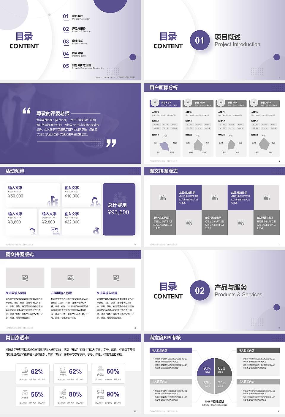石家庄财经职业学院全国大学生创新创业大赛计划书PPT模板16:9格式幻灯片预览图2