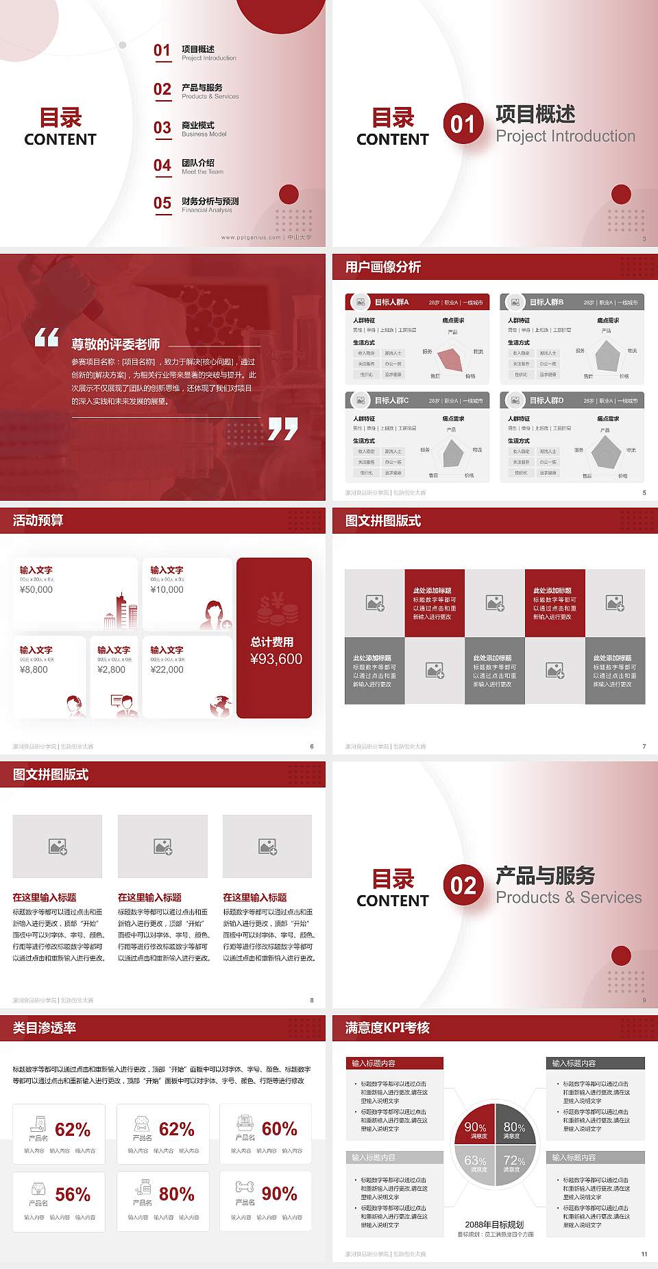 漯河食品职业学院全国大学生创新创业大赛计划书PPT模板4:3格式幻灯片预览图2