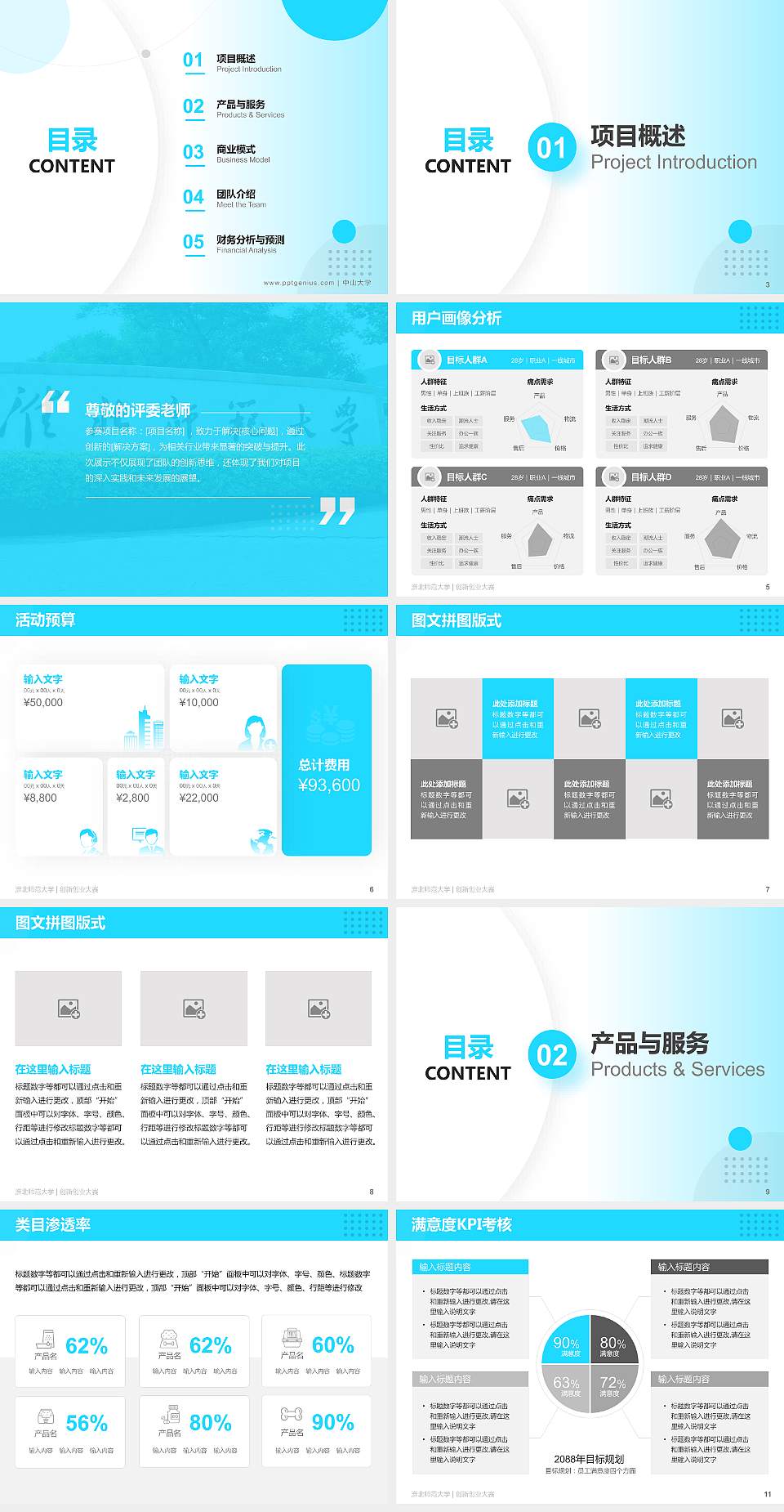淮北师范大学全国大学生创新创业大赛计划书PPT模板4:3格式幻灯片预览图2