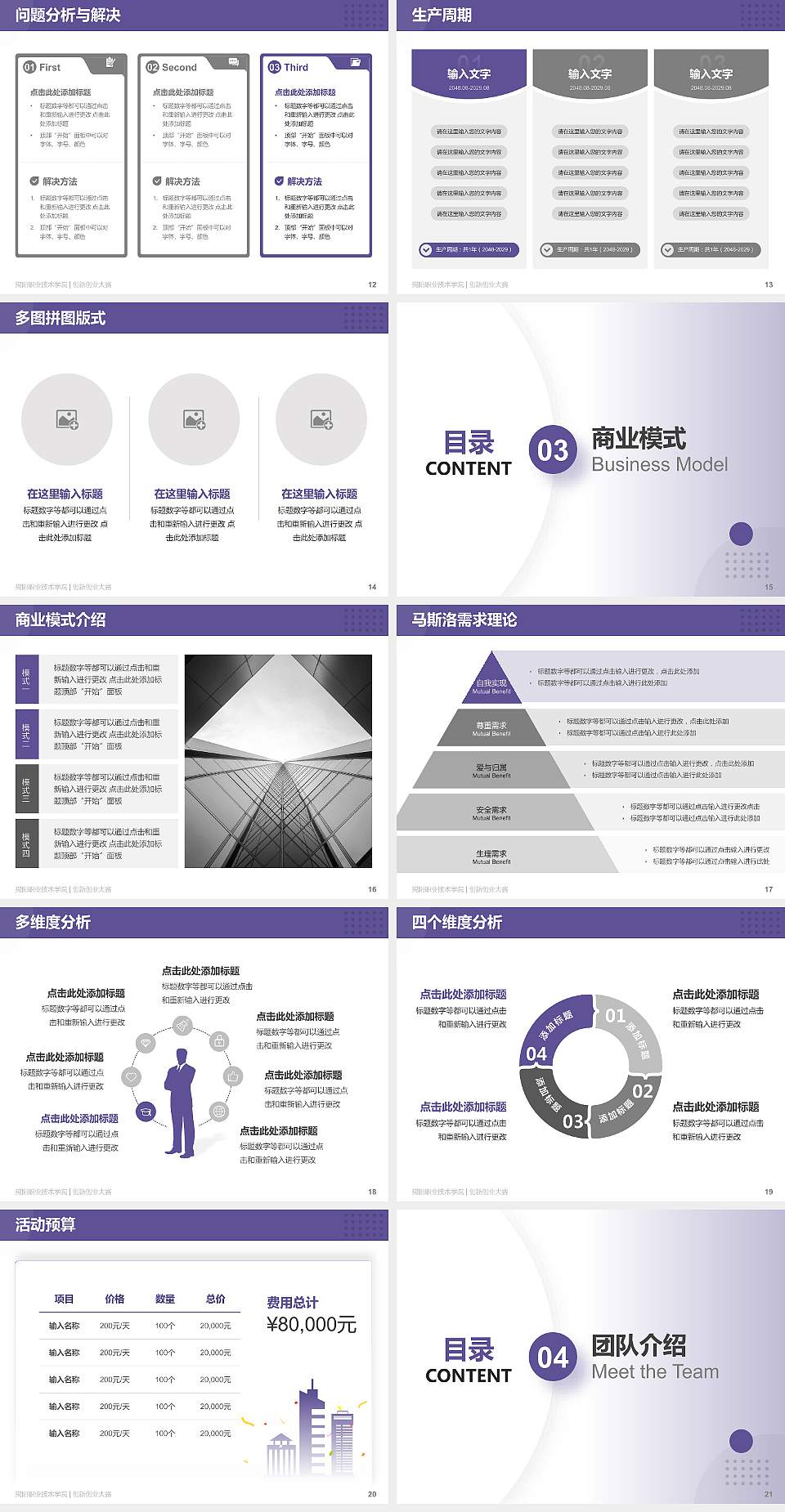 揭阳职业技术学院全国大学生创新创业大赛计划书PPT模板4:3格式幻灯片预览图3