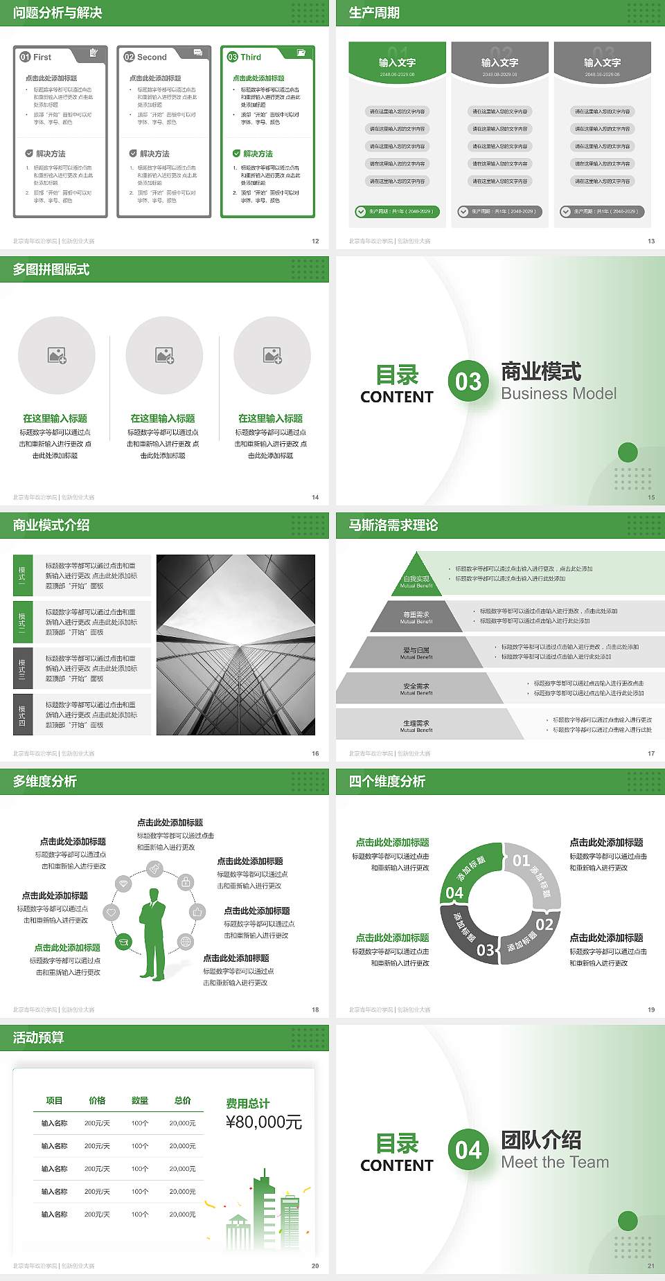 北京青年政治学院全国大学生创新创业大赛计划书PPT模板4:3格式幻灯片预览图3