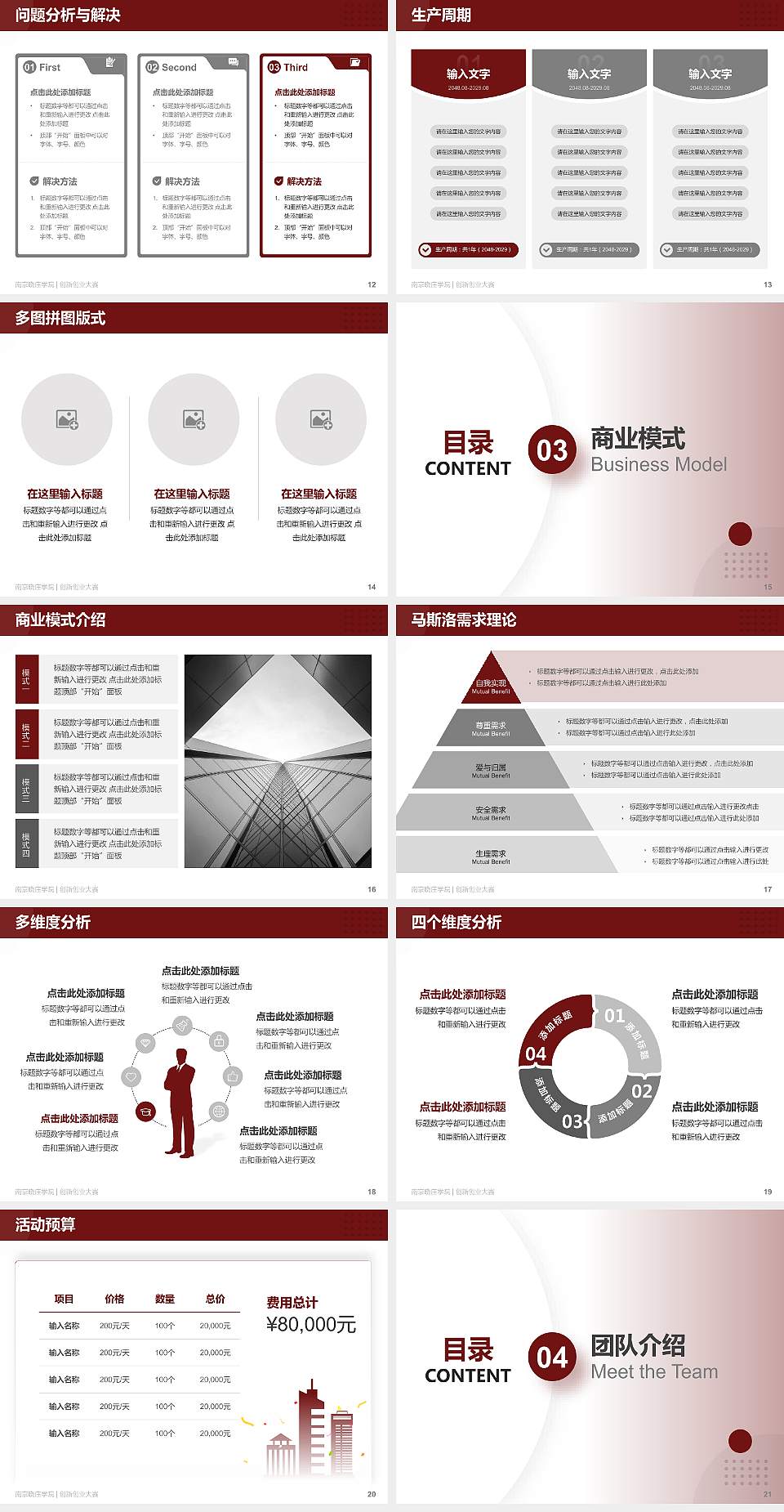 南京晓庄学院全国大学生创新创业大赛计划书PPT模板4:3格式幻灯片预览图3