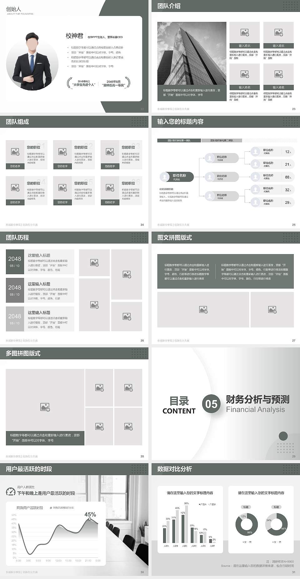永城职业学院全国大学生创新创业大赛计划书PPT模板4:3格式幻灯片预览图4