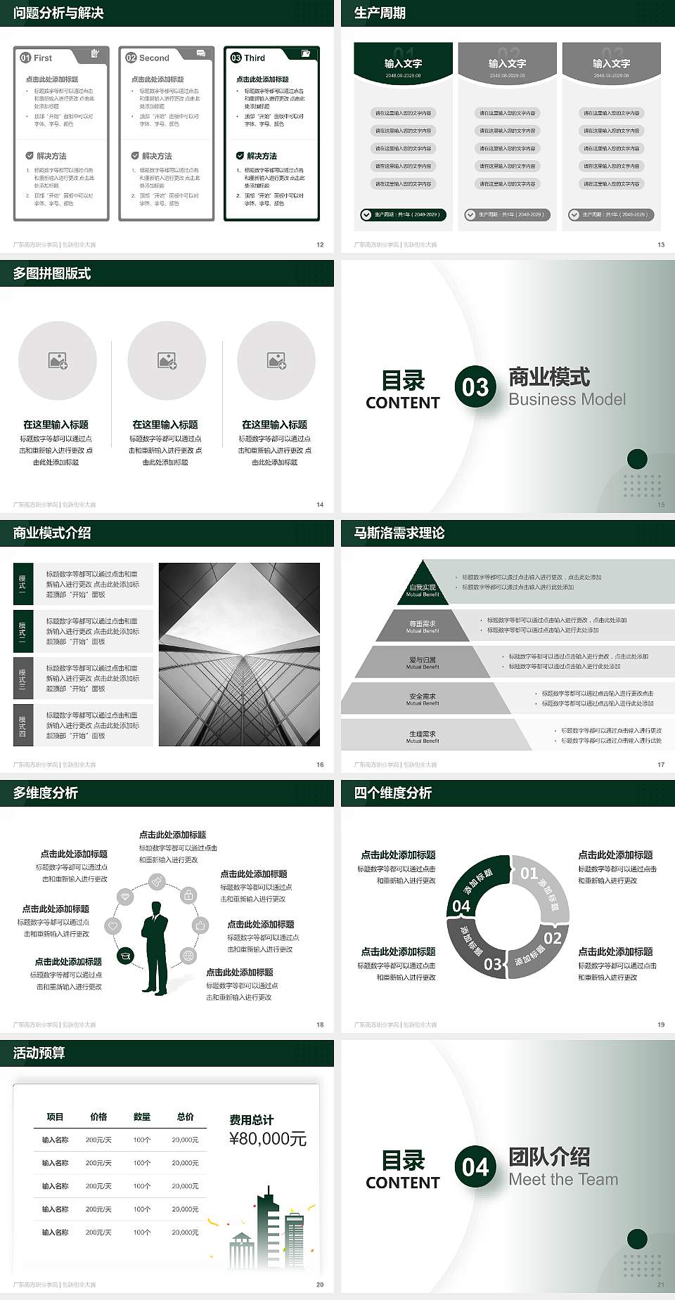 广东南方职业学院全国大学生创新创业大赛计划书PPT模板4:3格式幻灯片预览图3