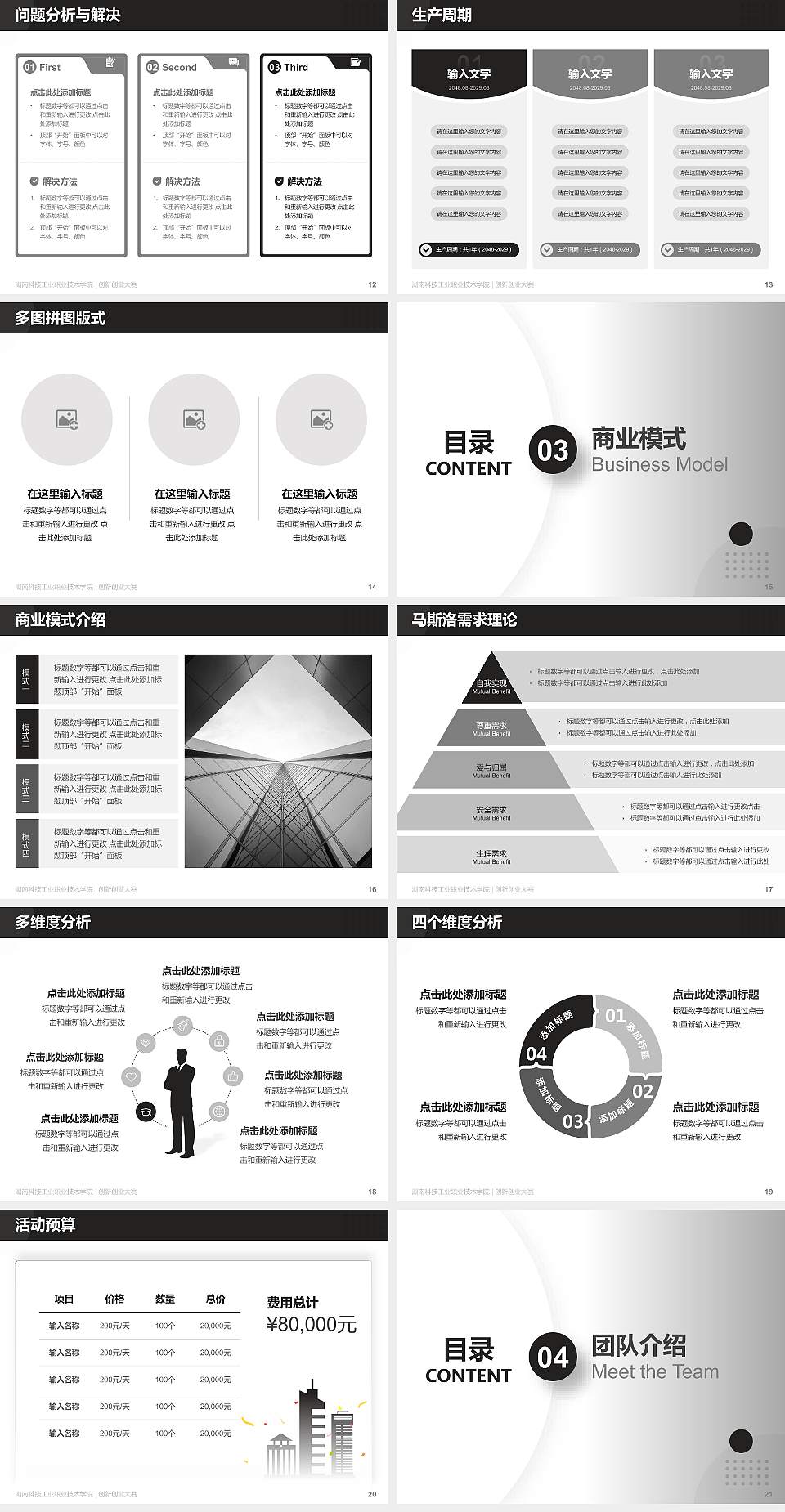 湖南科技工业职业技术学院全国大学生创新创业大赛计划书PPT模板4:3格式幻灯片预览图3