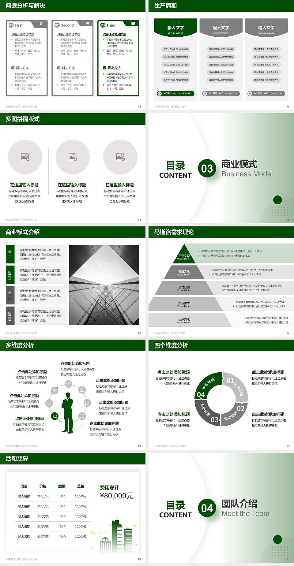 武威职业学院全国大学生创新创业大赛计划书PPT模板4:3格式幻灯片预览图3