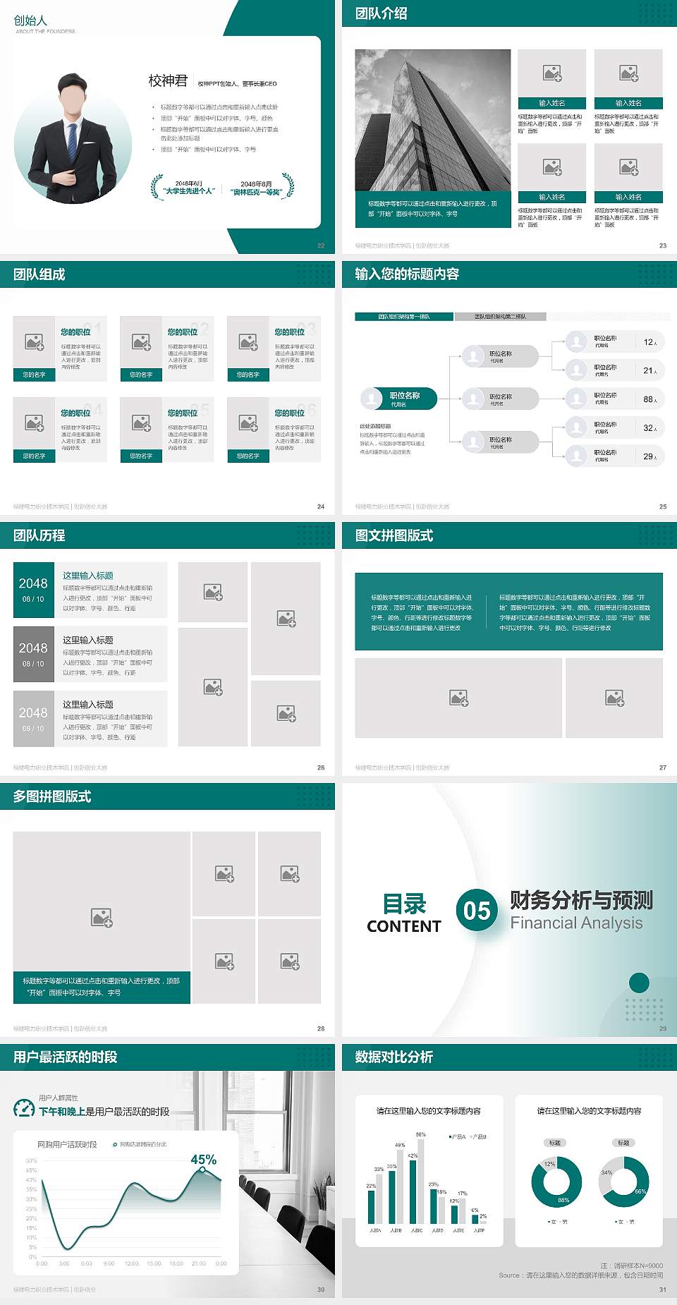 福建电力职业技术学院全国大学生创新创业大赛计划书PPT模板4:3格式幻灯片预览图4