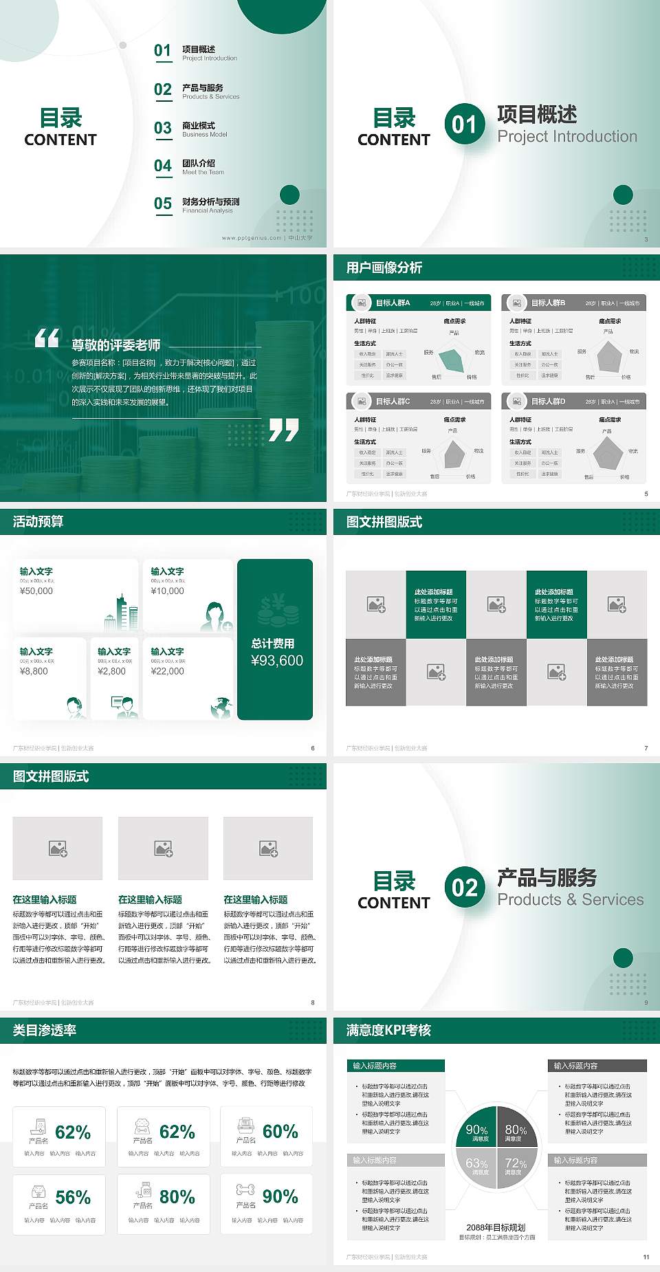 广东财经职业学院全国大学生创新创业大赛计划书PPT模板4:3格式幻灯片预览图2