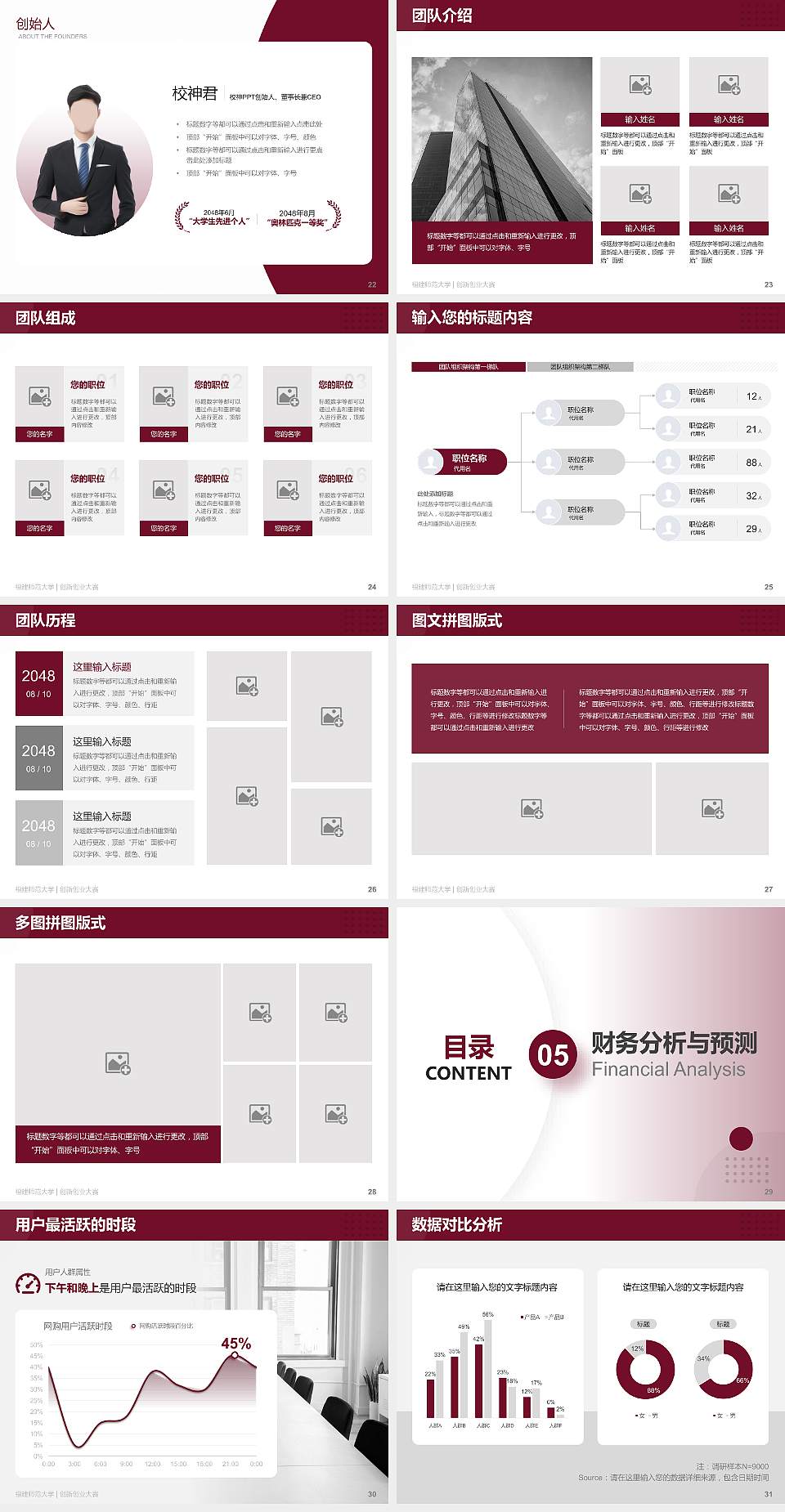 福建师范大学全国大学生创新创业大赛计划书PPT模板4:3格式幻灯片预览图4