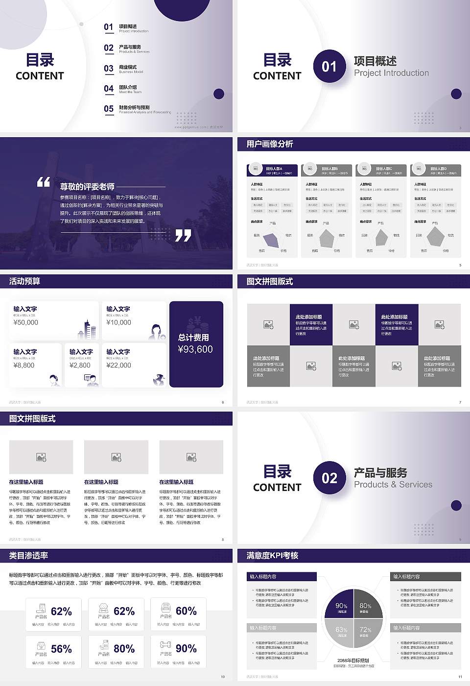 武汉大学全国大学生创新创业大赛计划书PPT模板16:9格式幻灯片预览图2