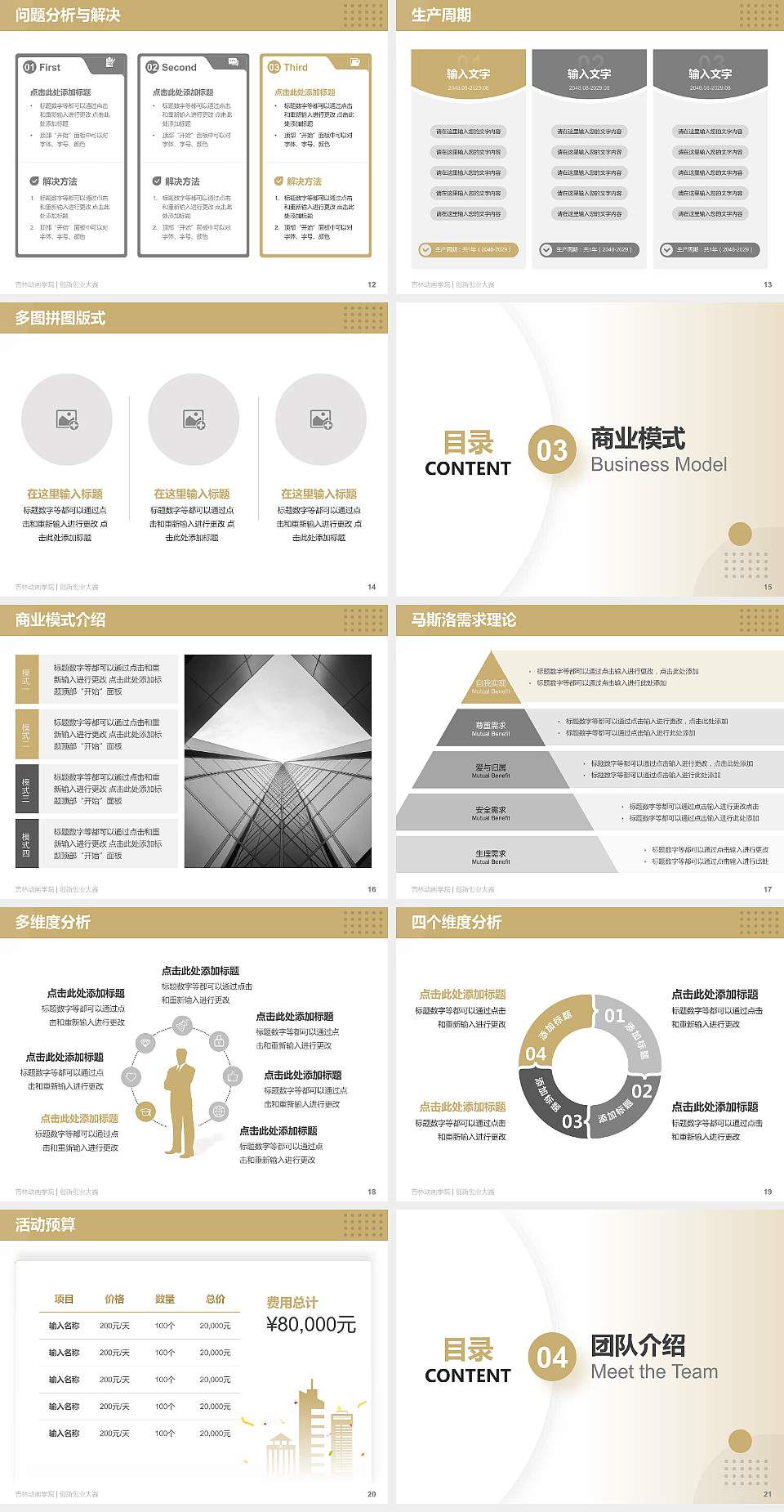 吉林动画学院全国大学生创新创业大赛计划书PPT模板4:3格式幻灯片预览图3