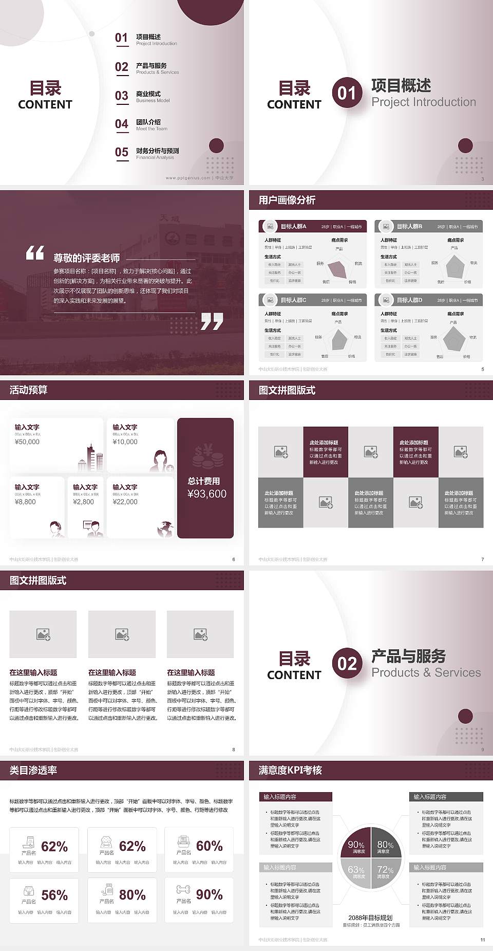 中山火炬职业技术学院全国大学生创新创业大赛计划书PPT模板4:3格式幻灯片预览图2