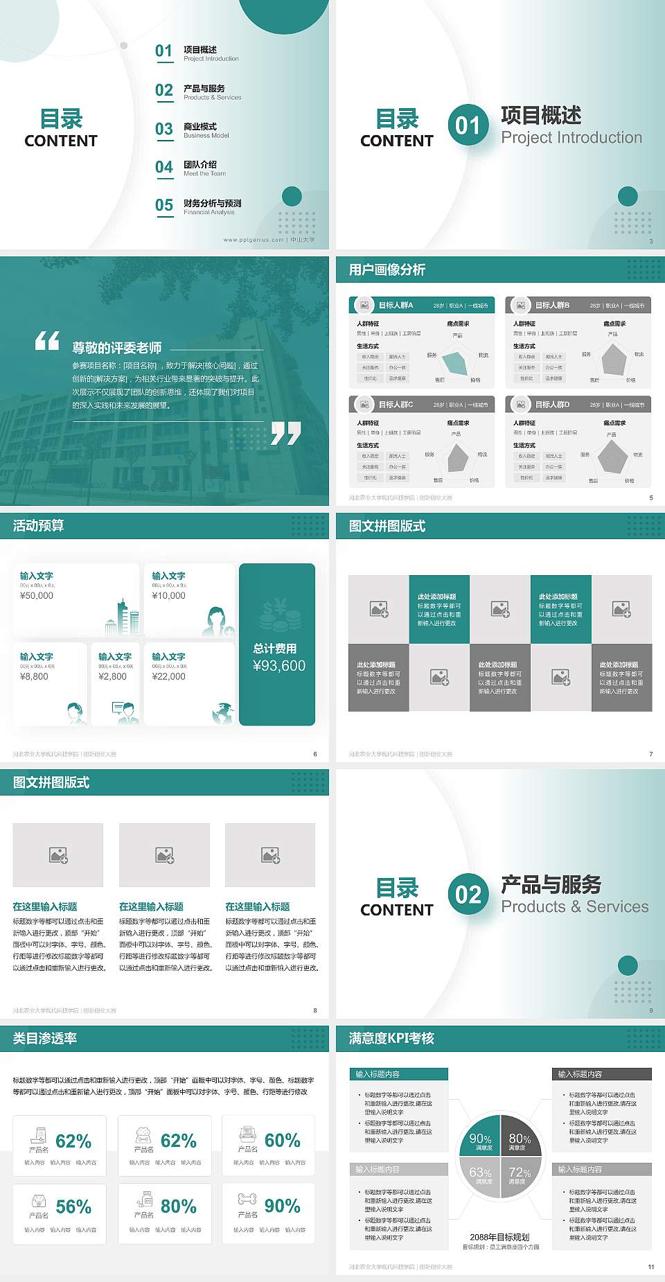 河北农业大学现代科技学院全国大学生创新创业大赛计划书PPT模板4:3格式幻灯片预览图2