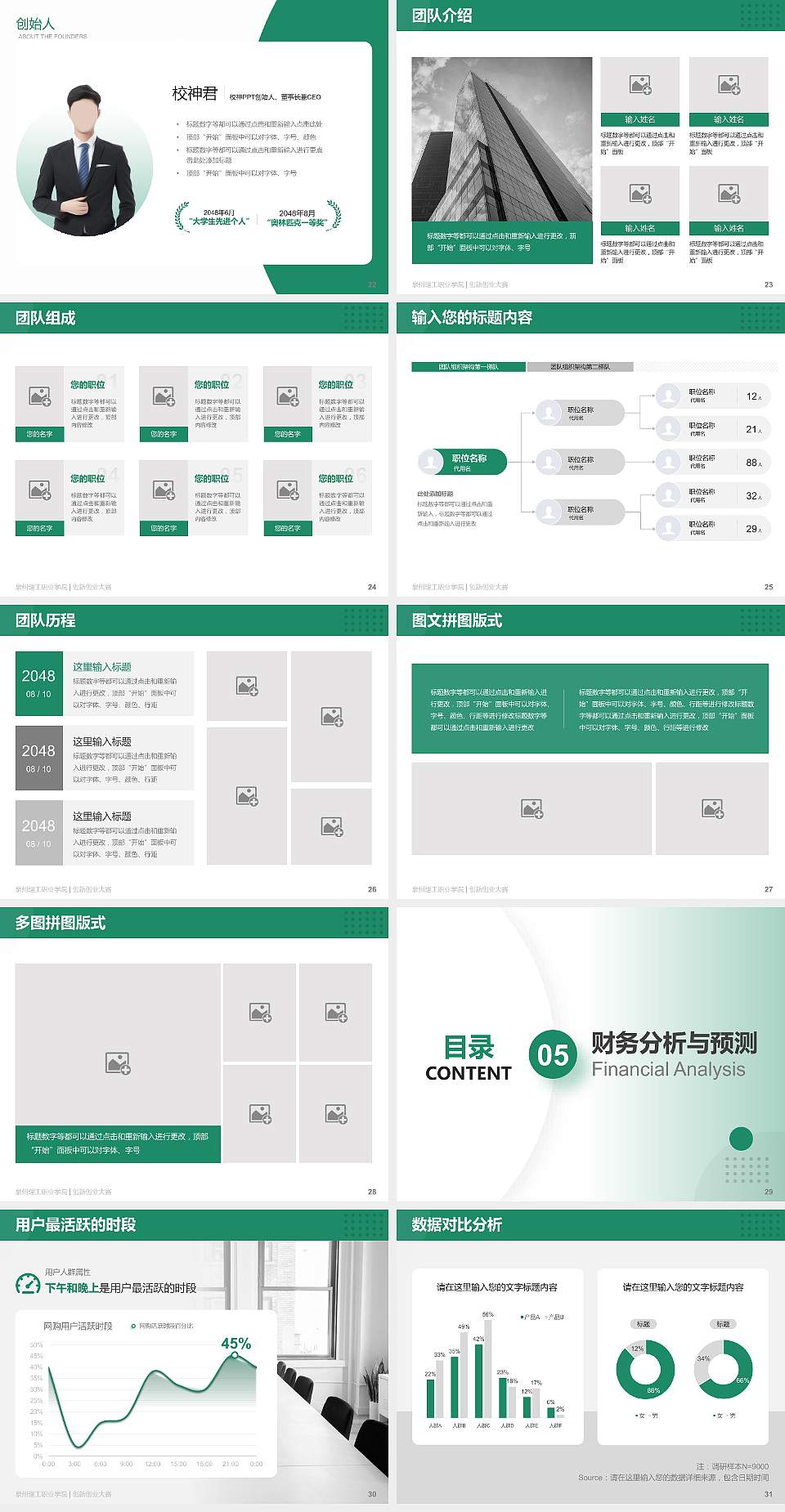 泉州理工职业学院全国大学生创新创业大赛计划书PPT模板4:3格式幻灯片预览图4