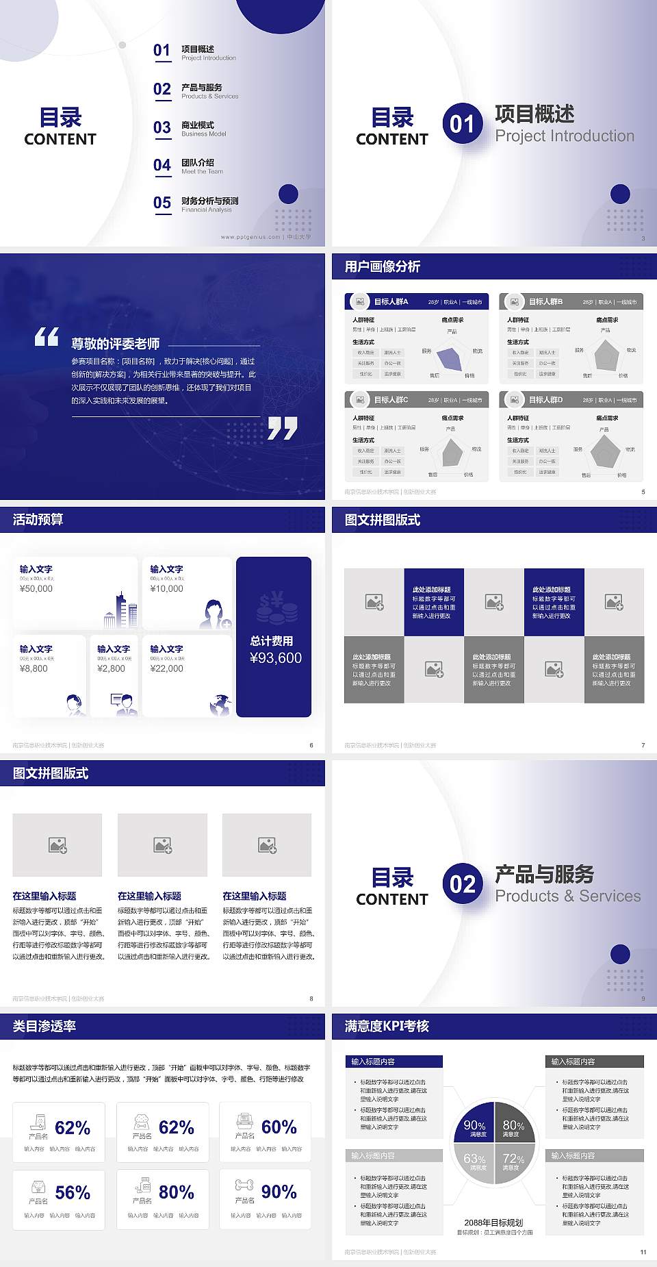 南京信息职业技术学院全国大学生创新创业大赛计划书PPT模板4:3格式幻灯片预览图2