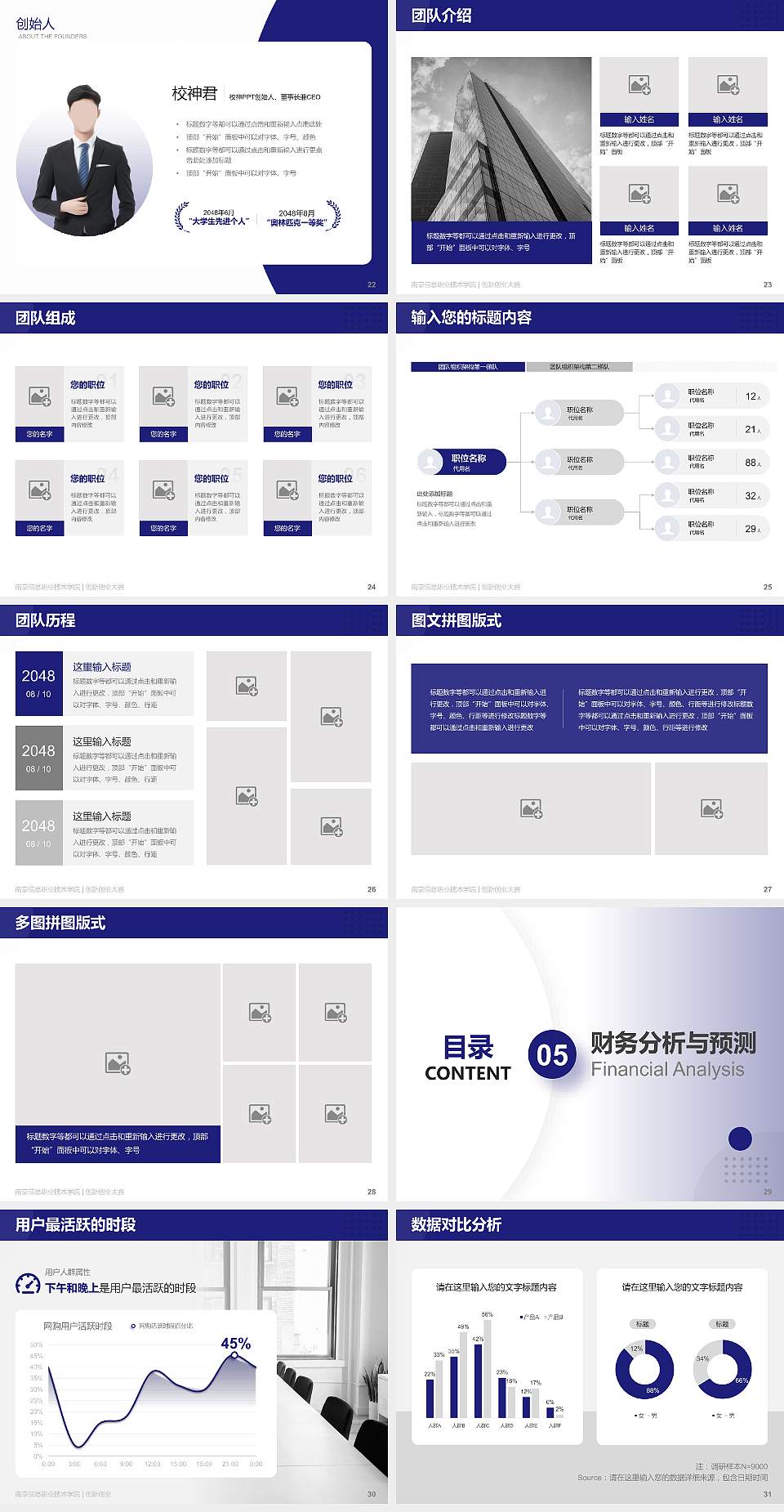 南京信息职业技术学院全国大学生创新创业大赛计划书PPT模板4:3格式幻灯片预览图4