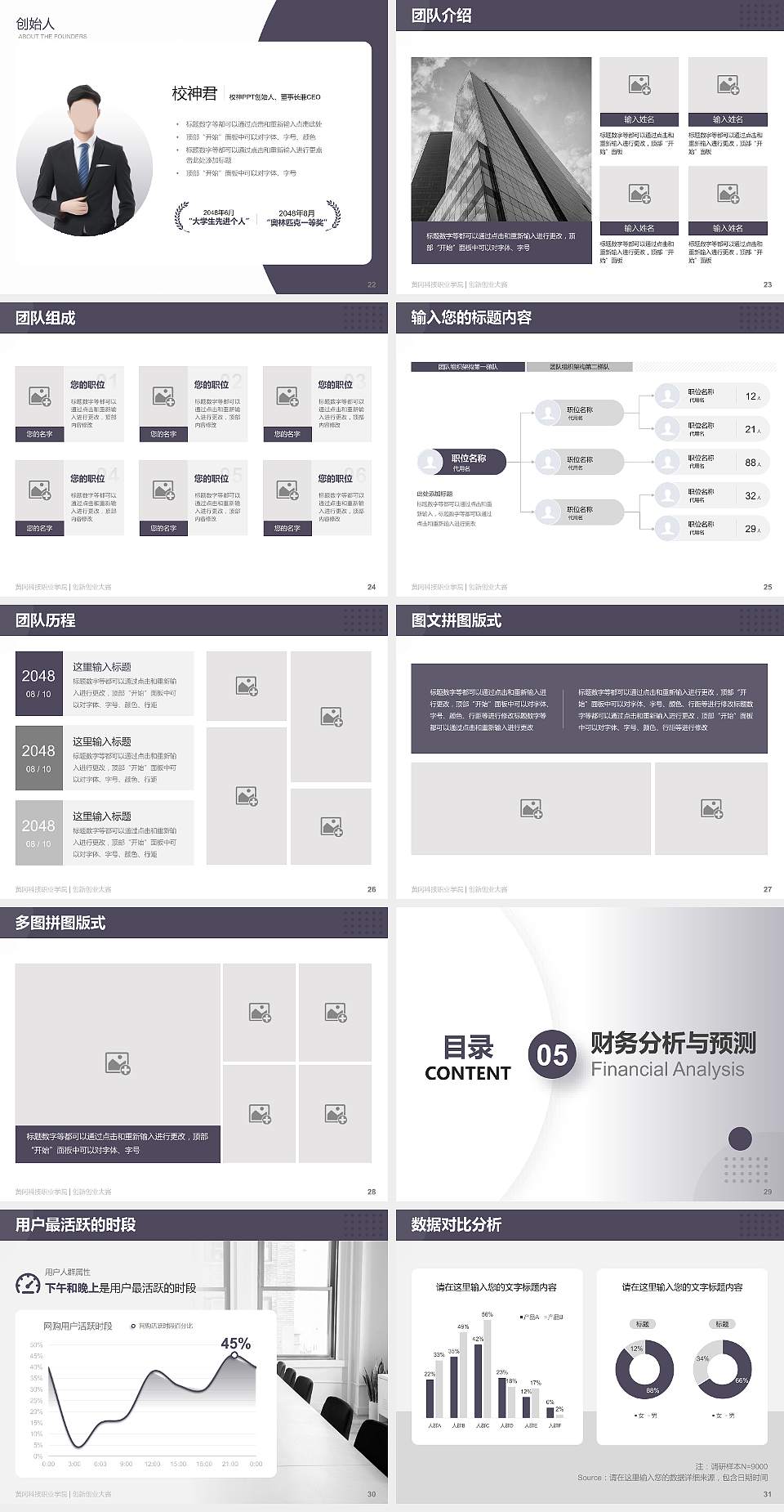 黄冈科技职业学院全国大学生创新创业大赛计划书PPT模板4:3格式幻灯片预览图4
