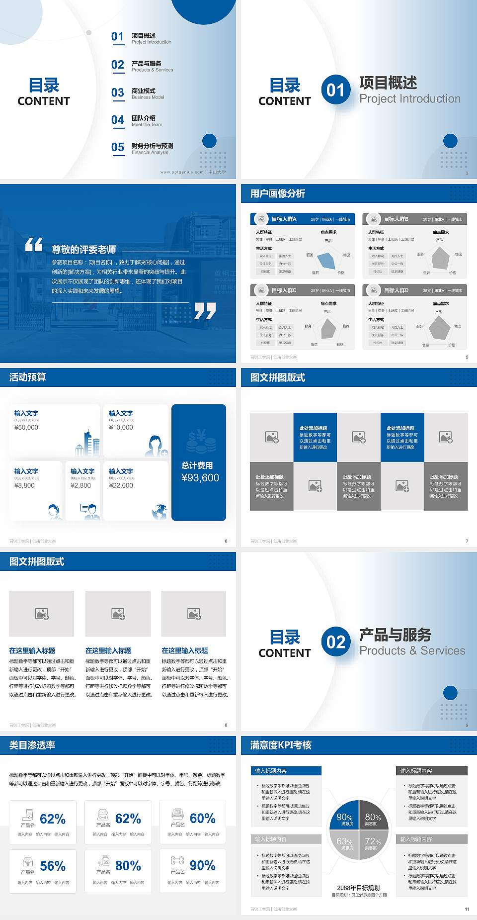 首钢工学院全国大学生创新创业大赛计划书PPT模板4:3格式幻灯片预览图2