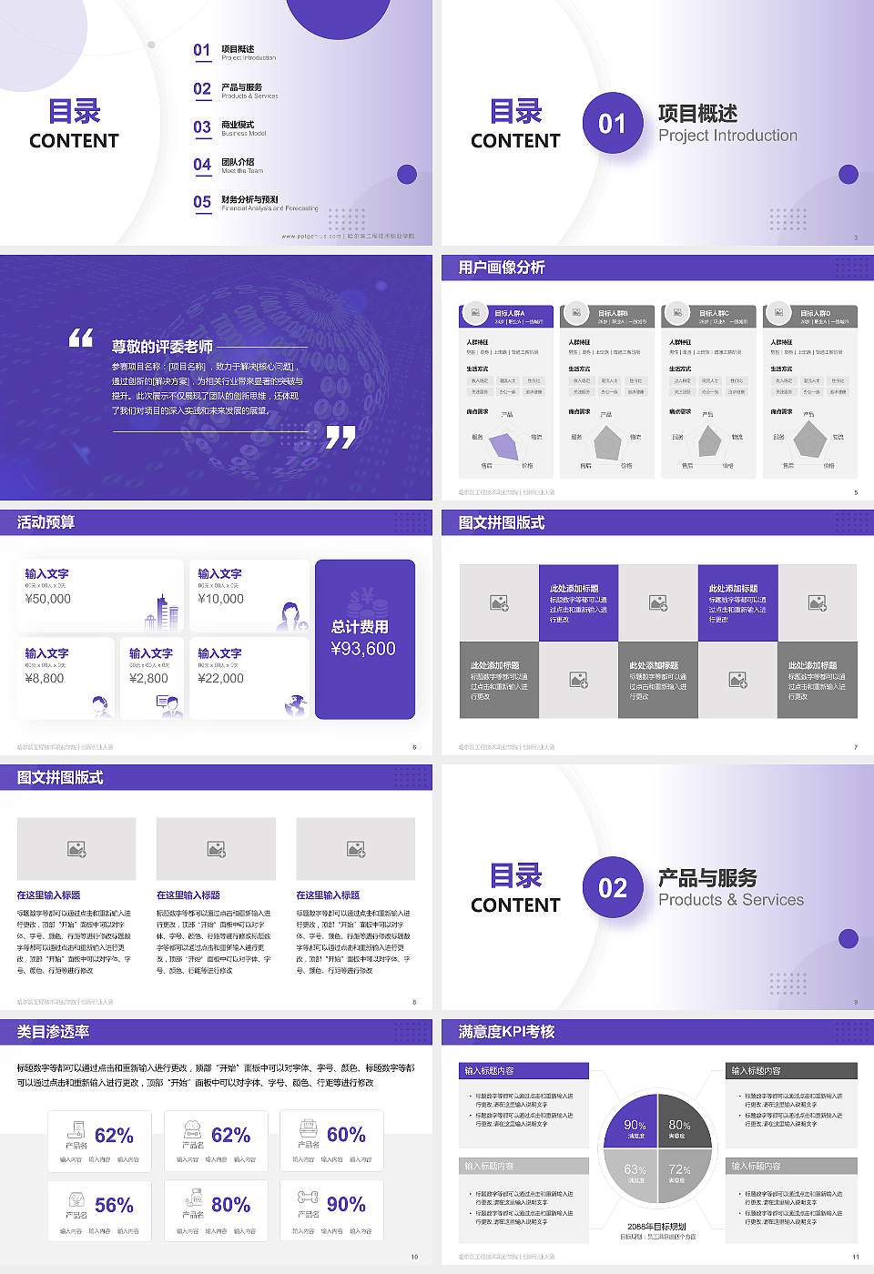哈尔滨工程技术职业学院全国大学生创新创业大赛计划书PPT模板16:9格式幻灯片预览图2