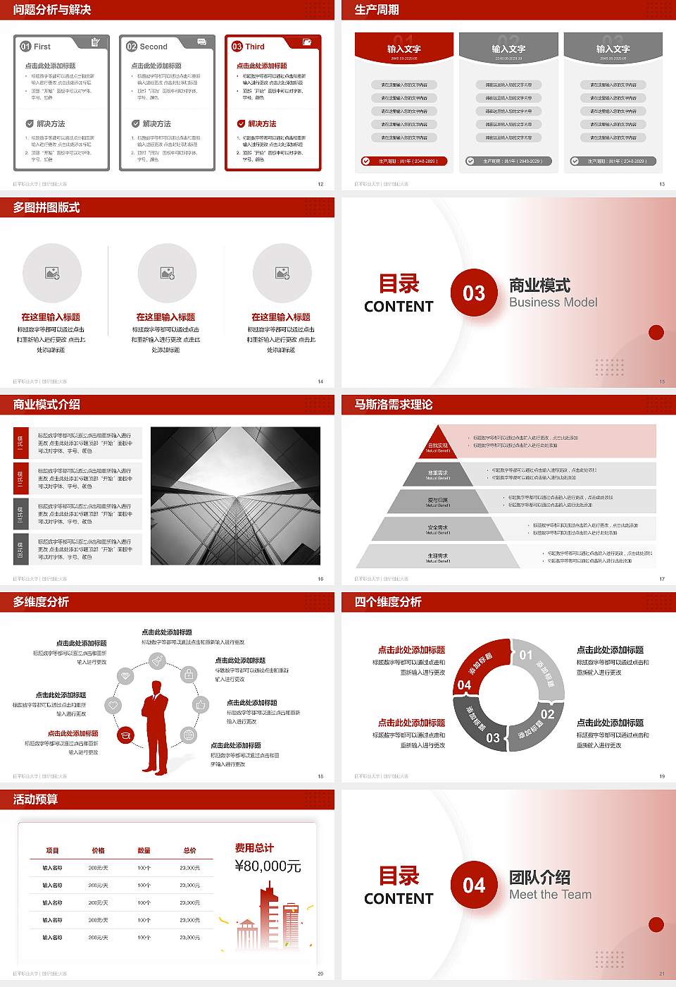 四平职业大学全国大学生创新创业大赛计划书PPT模板16:9格式幻灯片预览图3