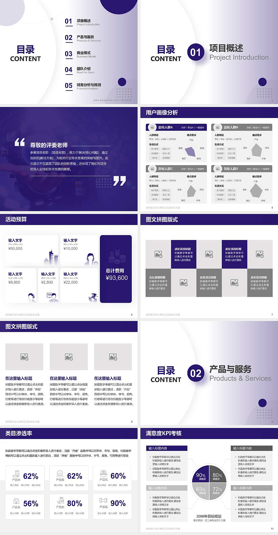 郑州理工职业学院全国大学生创新创业大赛计划书PPT模板4:3格式幻灯片预览图2