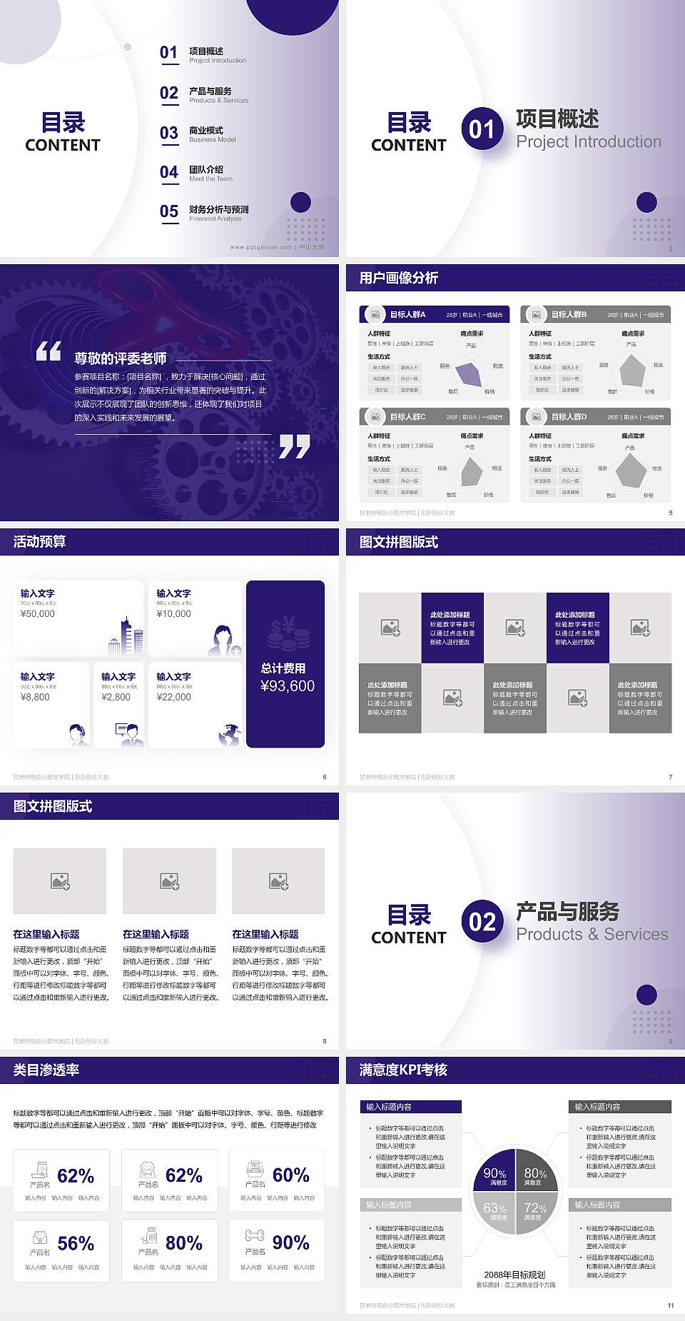 甘肃机电职业技术学院全国大学生创新创业大赛计划书PPT模板4:3格式幻灯片预览图2