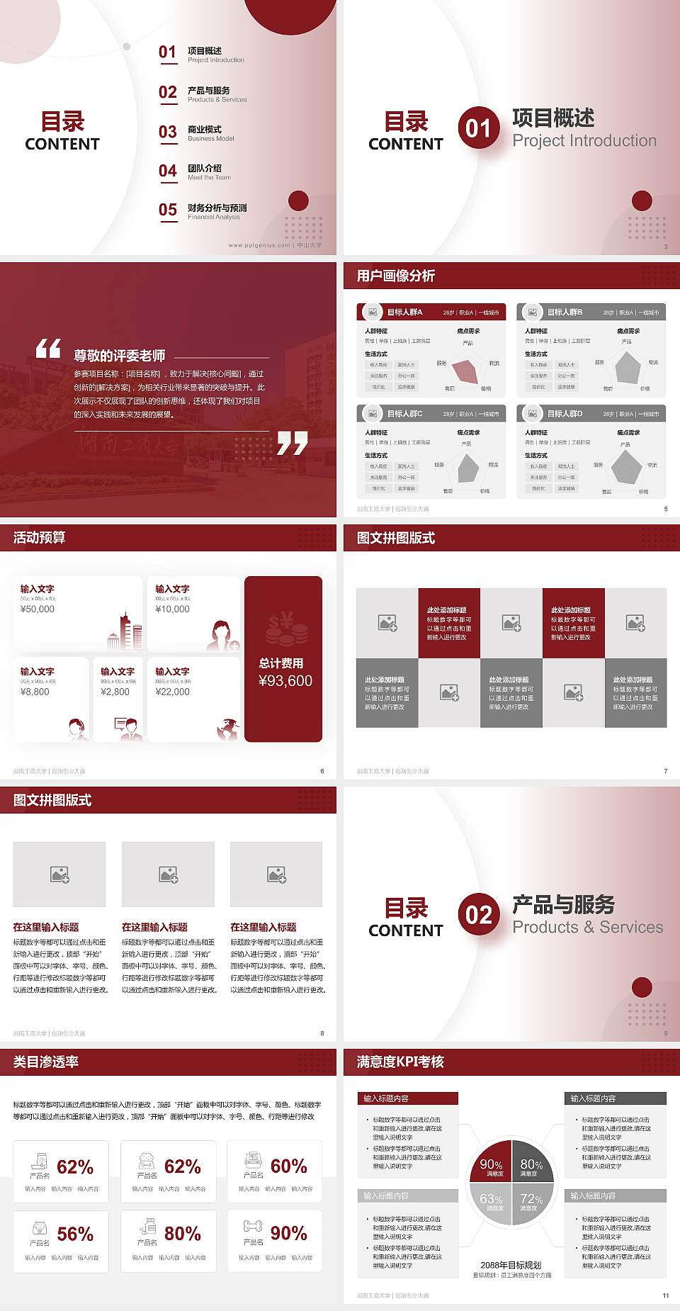湖南工商大学全国大学生创新创业大赛计划书PPT模板4:3格式幻灯片预览图2