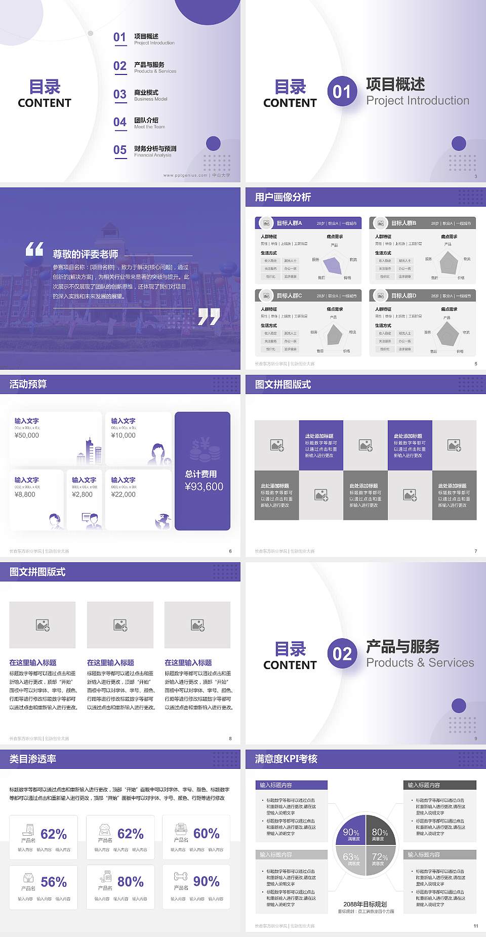 长春东方职业学院全国大学生创新创业大赛计划书PPT模板4:3格式幻灯片预览图2