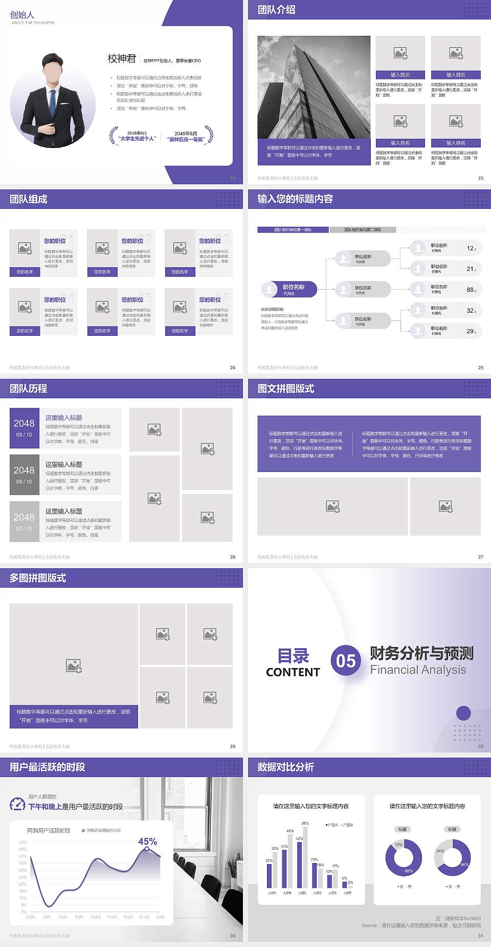 长春东方职业学院全国大学生创新创业大赛计划书PPT模板4:3格式幻灯片预览图4