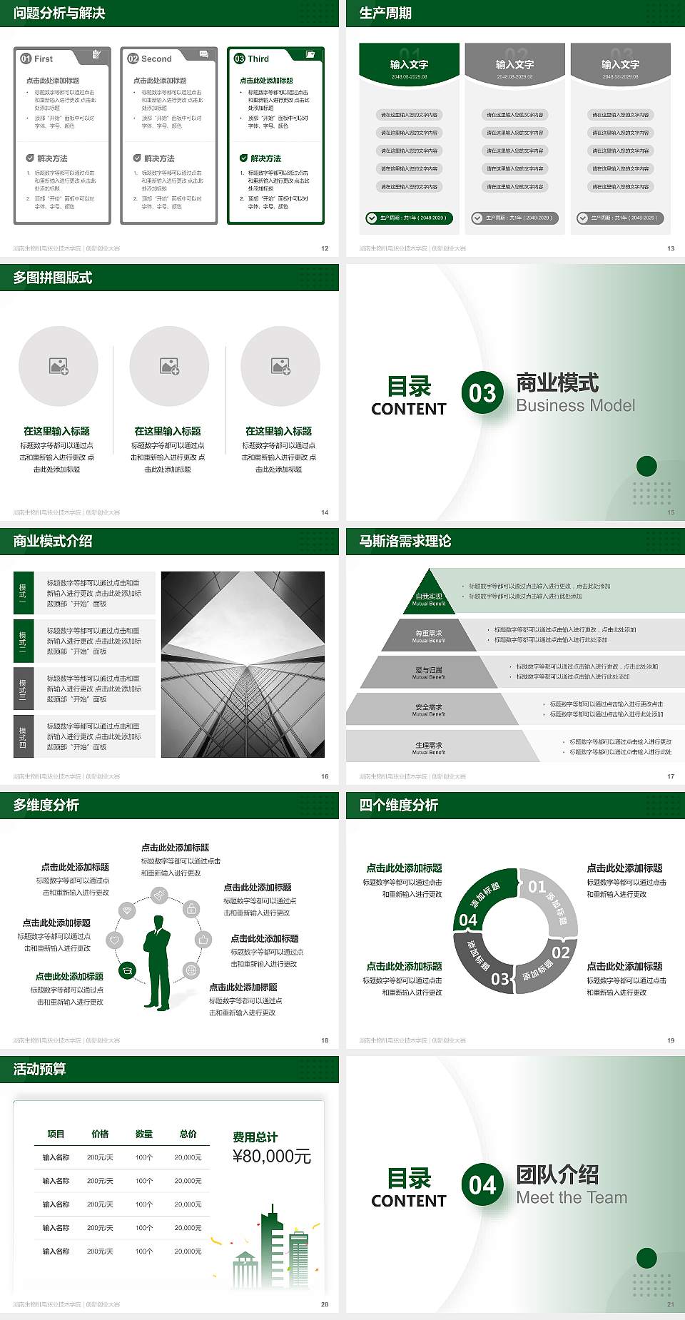湖南生物机电职业技术学院全国大学生创新创业大赛计划书PPT模板4:3格式幻灯片预览图3