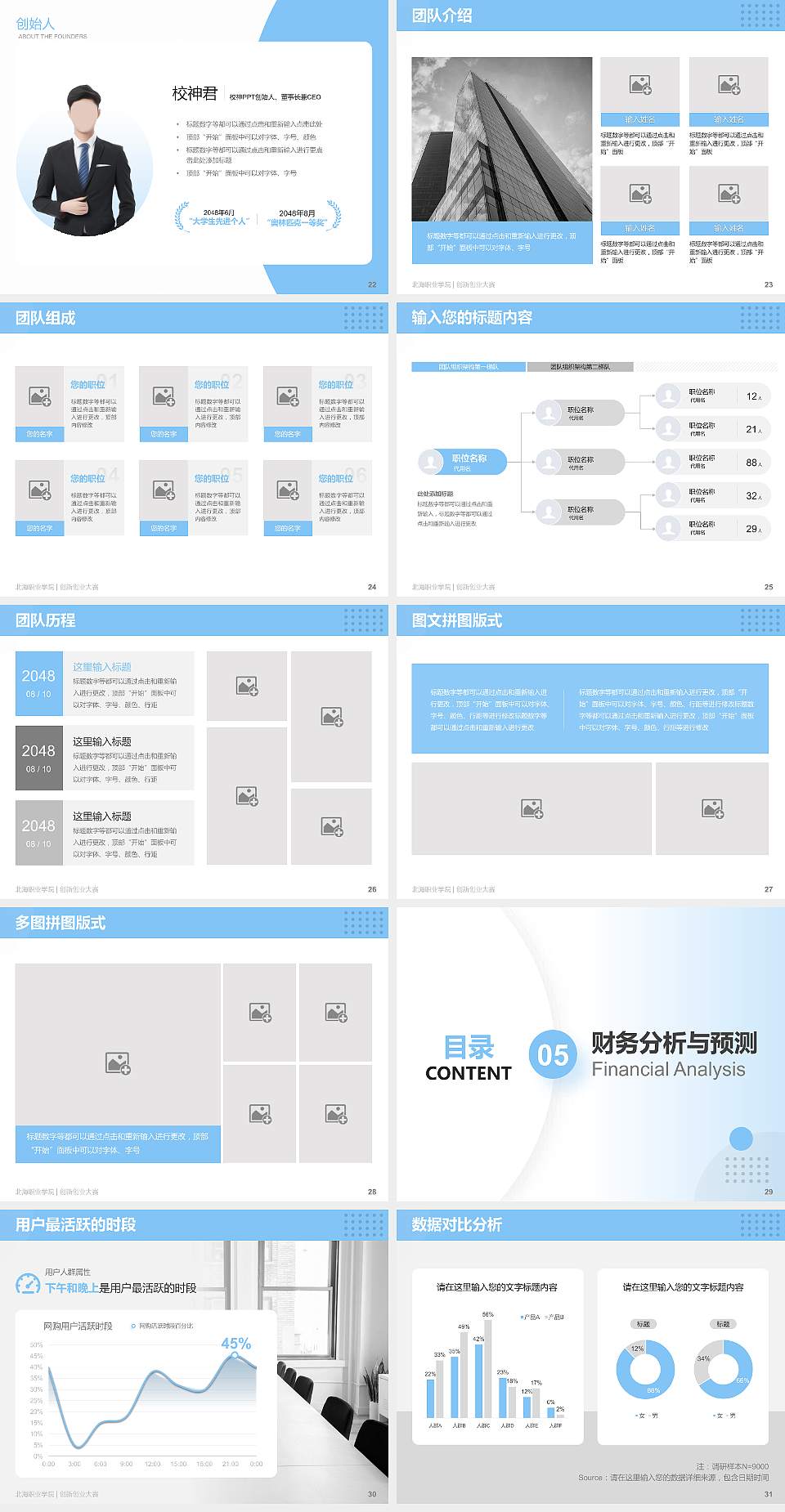 北海职业学院全国大学生创新创业大赛计划书PPT模板4:3格式幻灯片预览图4